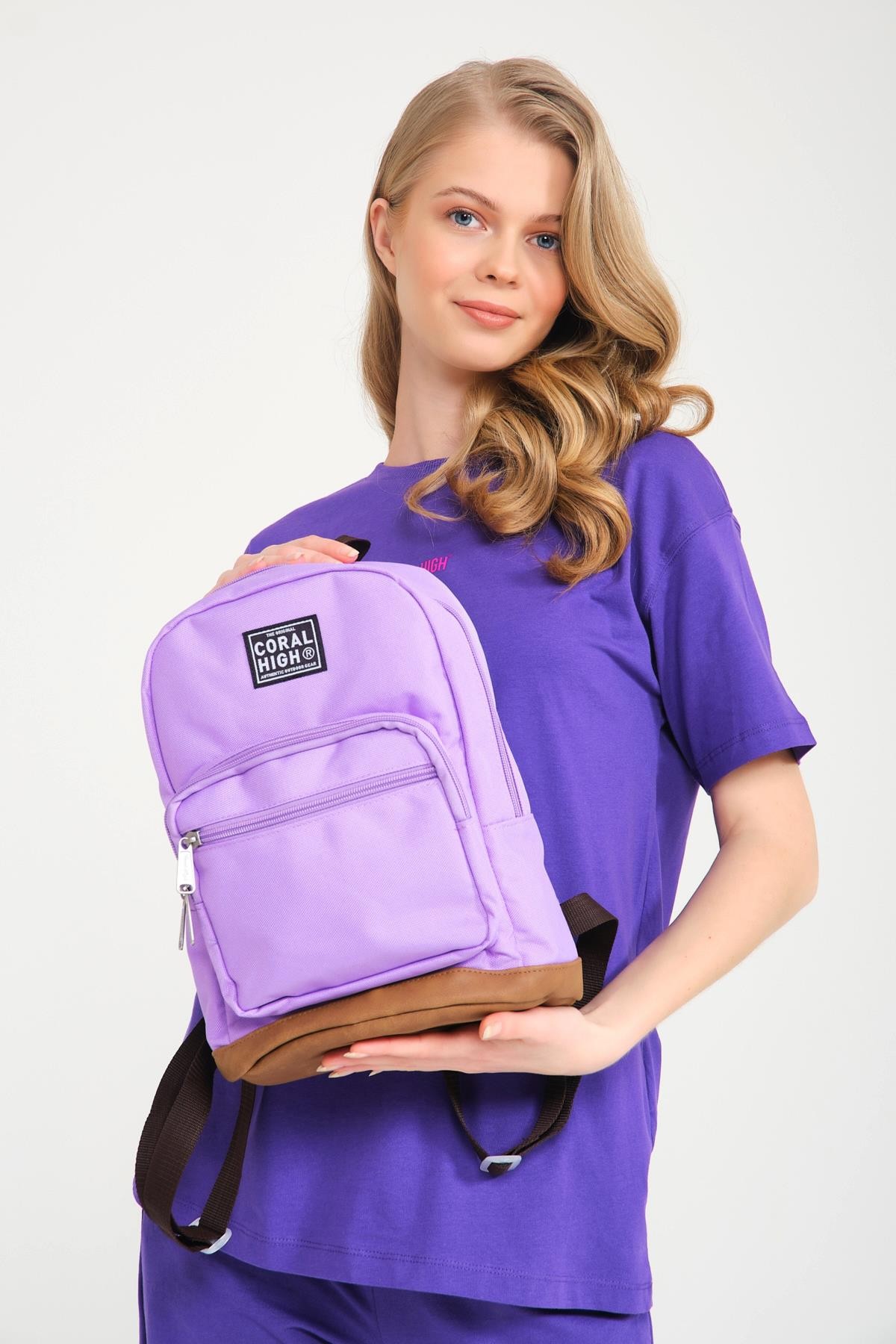 Coral High Lila Üç Bölmeli Mini Sırt Çantası 24215
