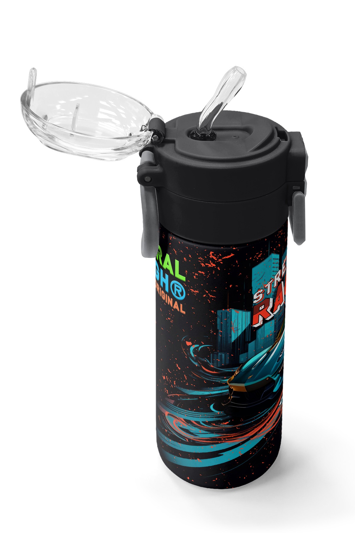 Coral High Kids Nefti Yarış Arabası Desenli Pipetli ve Direkt İçim Çelik Termos 500 ml 31966