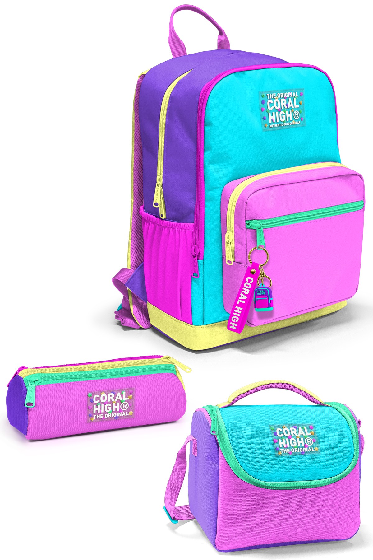 Coral High Çok Renkli 3’lü Okul Çanta Seti SET0123676