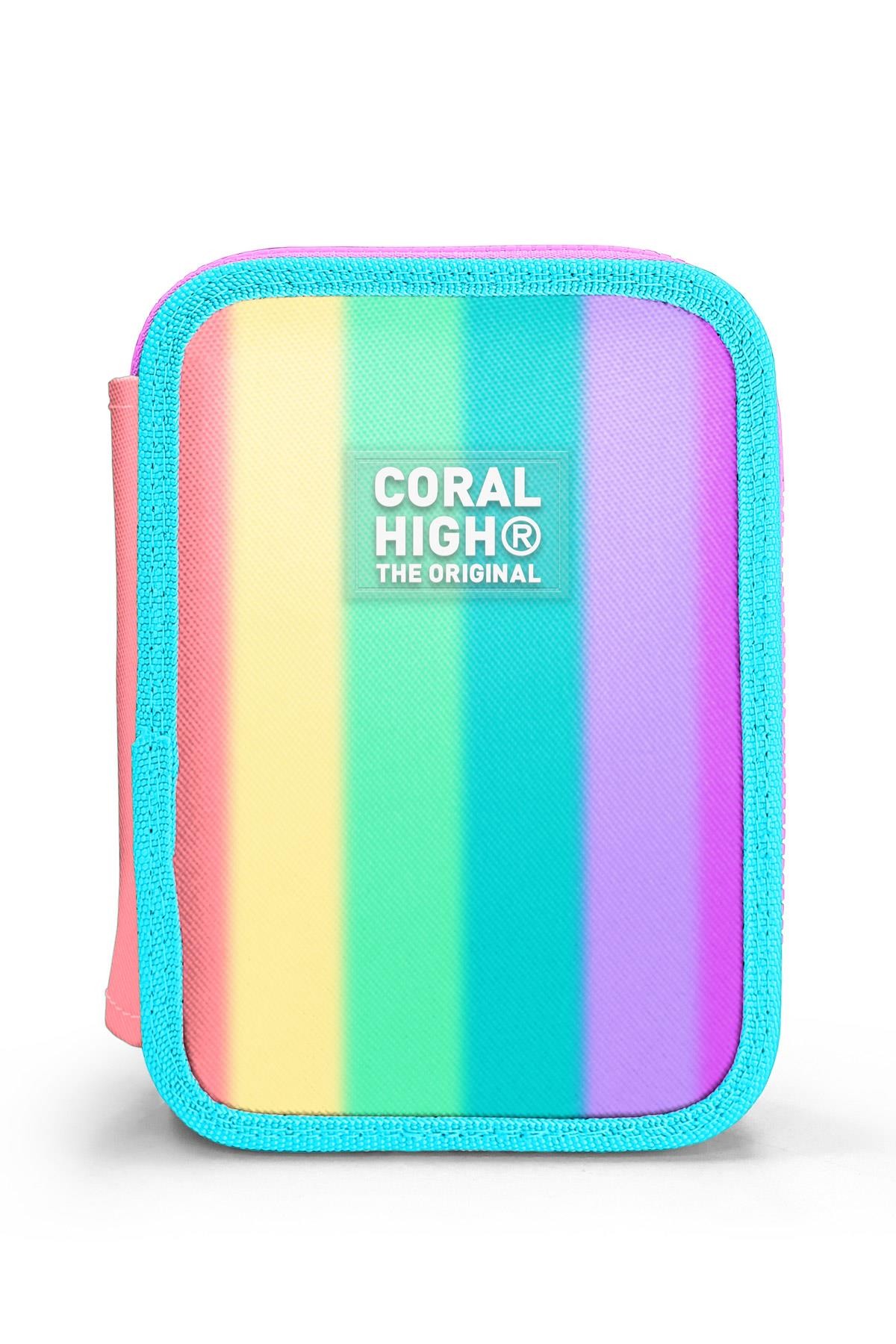 Coral High Renkli Çizgili Desenli Çift Katlı Kalem Çanta 11130