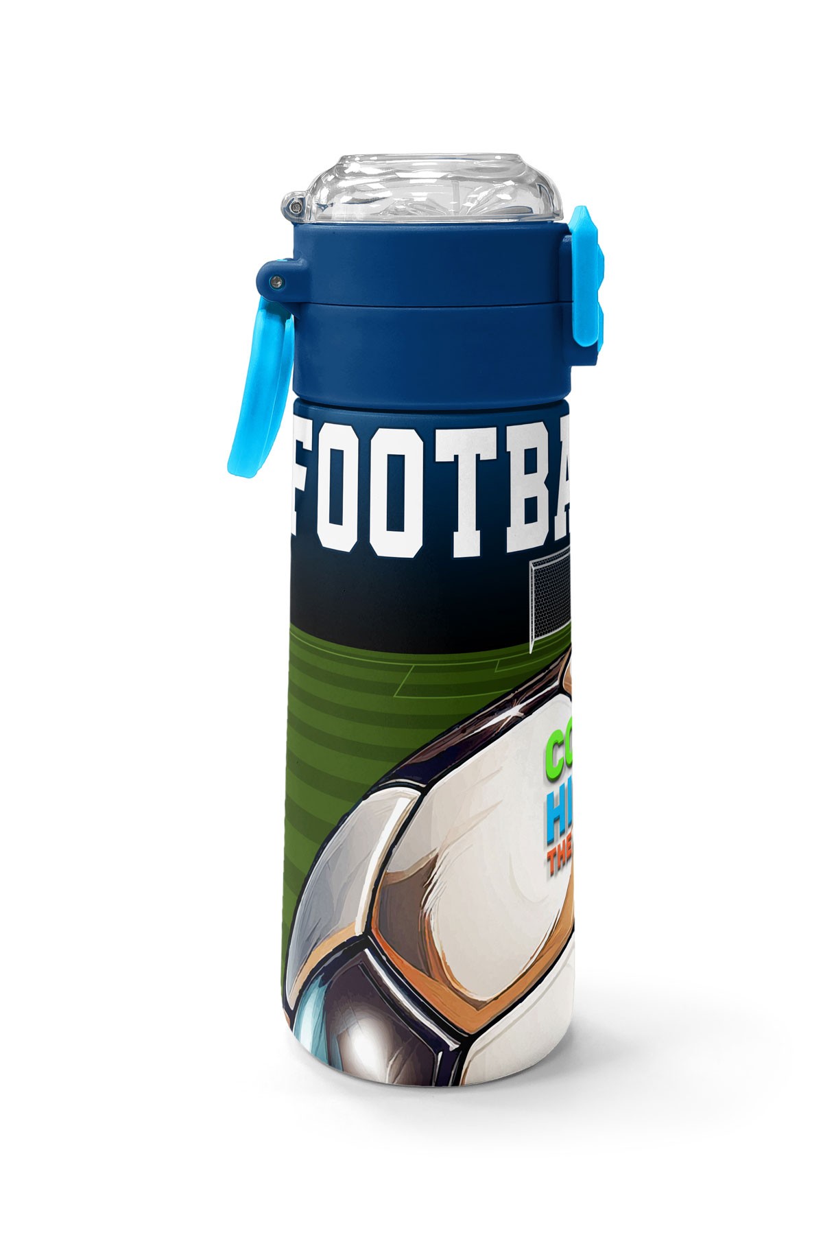 Coral High Kids Lacivert Futbol Desenli Pipetli ve Direkt İçim Çelik Termos 500 ml 31995