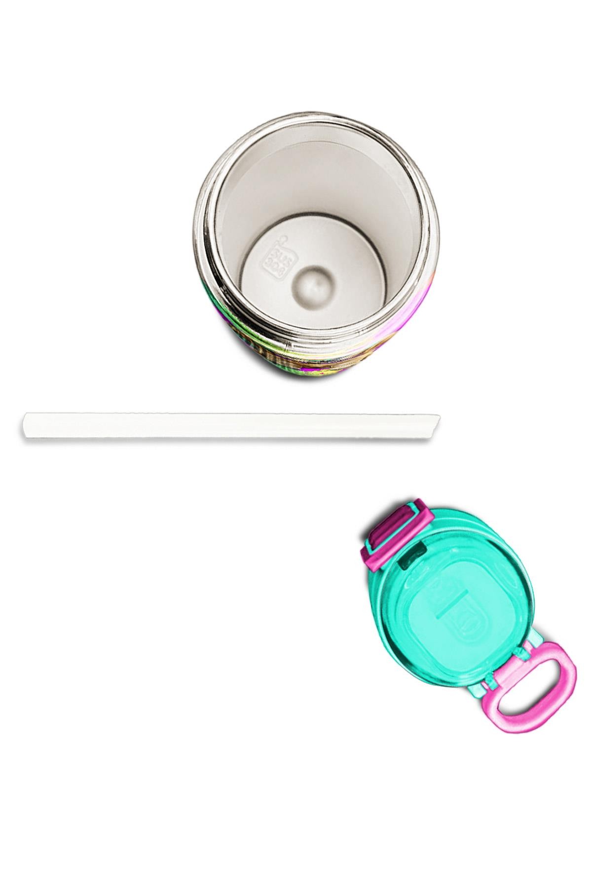 Coral High Kids Mor Pembe Köpek Desenli Pipetli ve Direkt İçim Çelik Termos 500 ml 31813