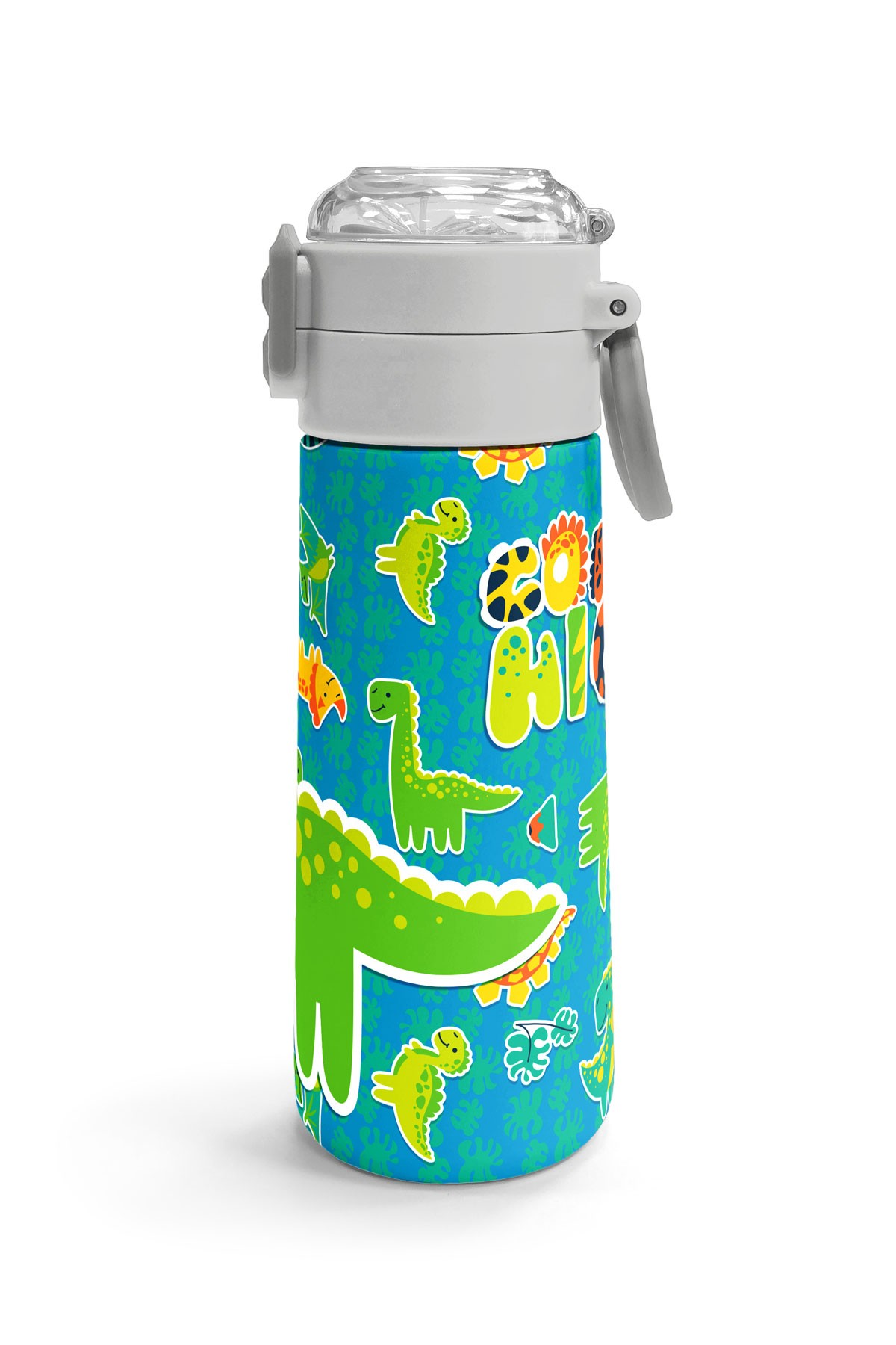 Coral High Kids Mavi Yeşil Dinozor Desenli Pipetli ve Direkt İçim Çelik Termos 500 ml 31798