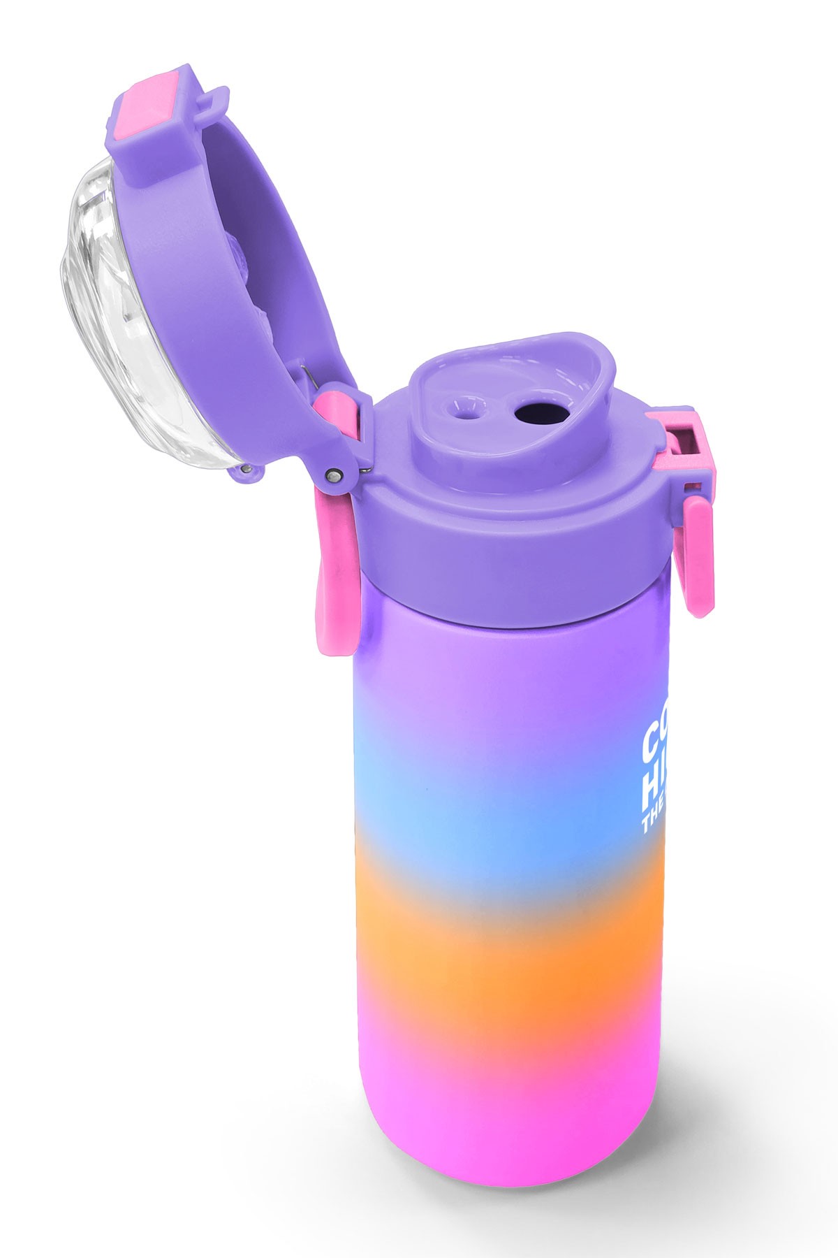 Coral High Kids Renk Geçişli Desenli Pipetli ve Direkt İçim Çelik Termos 500 ml 31875