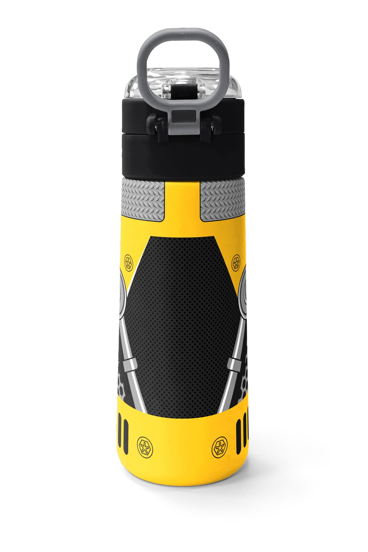 Coral High Kids Sarı Siyah Robot Desenli Pipetli ve Direkt İçim Çelik Termos 500 ml 31862