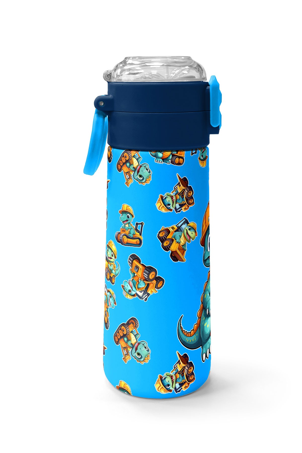 Coral High Kids Mavi Dinozor Desenli Pipetli ve Direkt İçim Çelik Termos 500 ml 31799