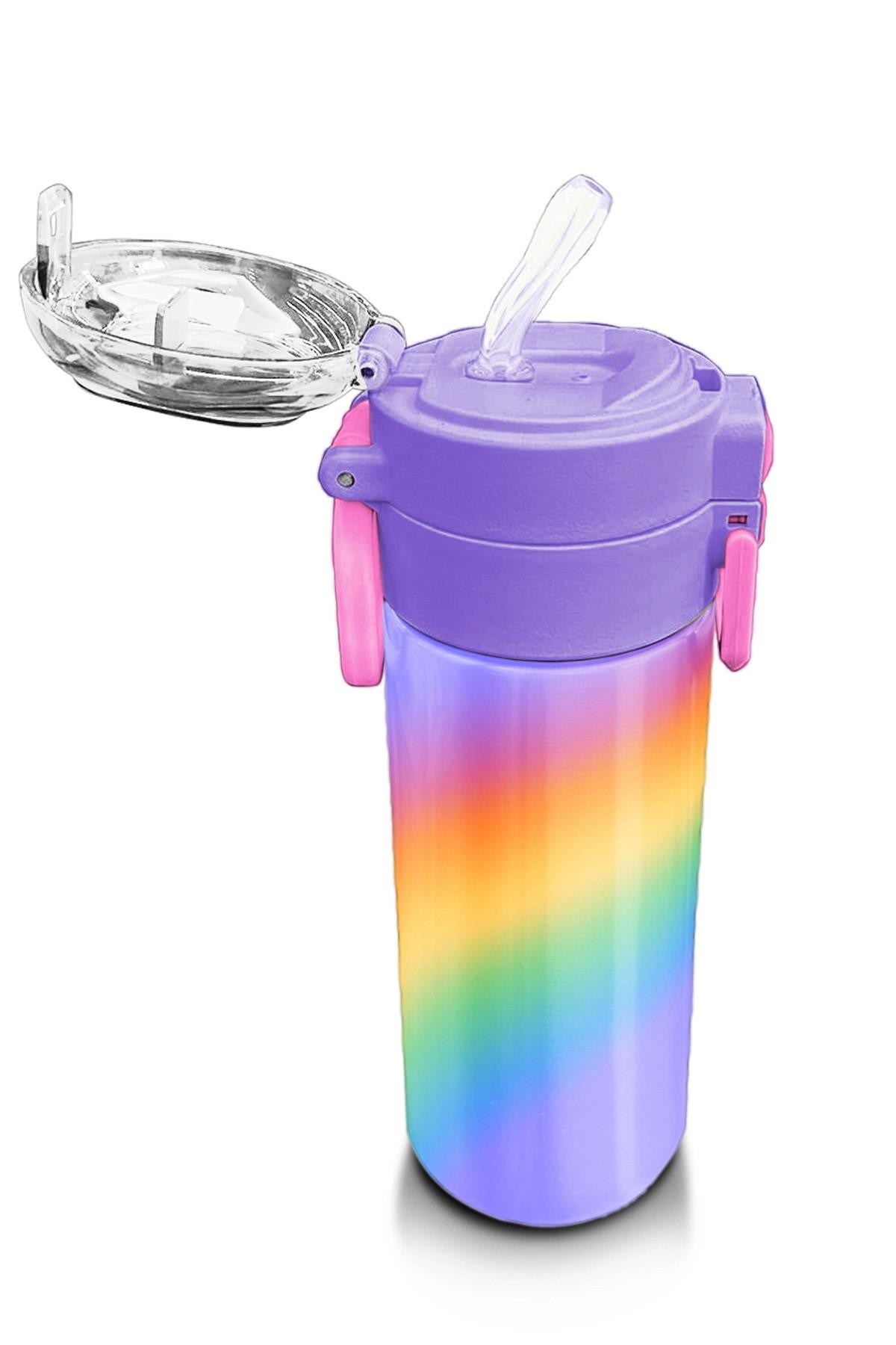Coral High Kids Renk Geçişli Desenli Pipetli ve Direkt İçim Çelik Termos 500 ml 31863