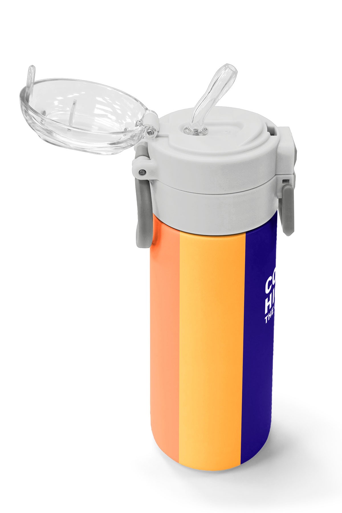Coral High Kids Renkli Çizgili Desenli Pipetli ve Direkt İçim Çelik Termos 500 ml 31874
