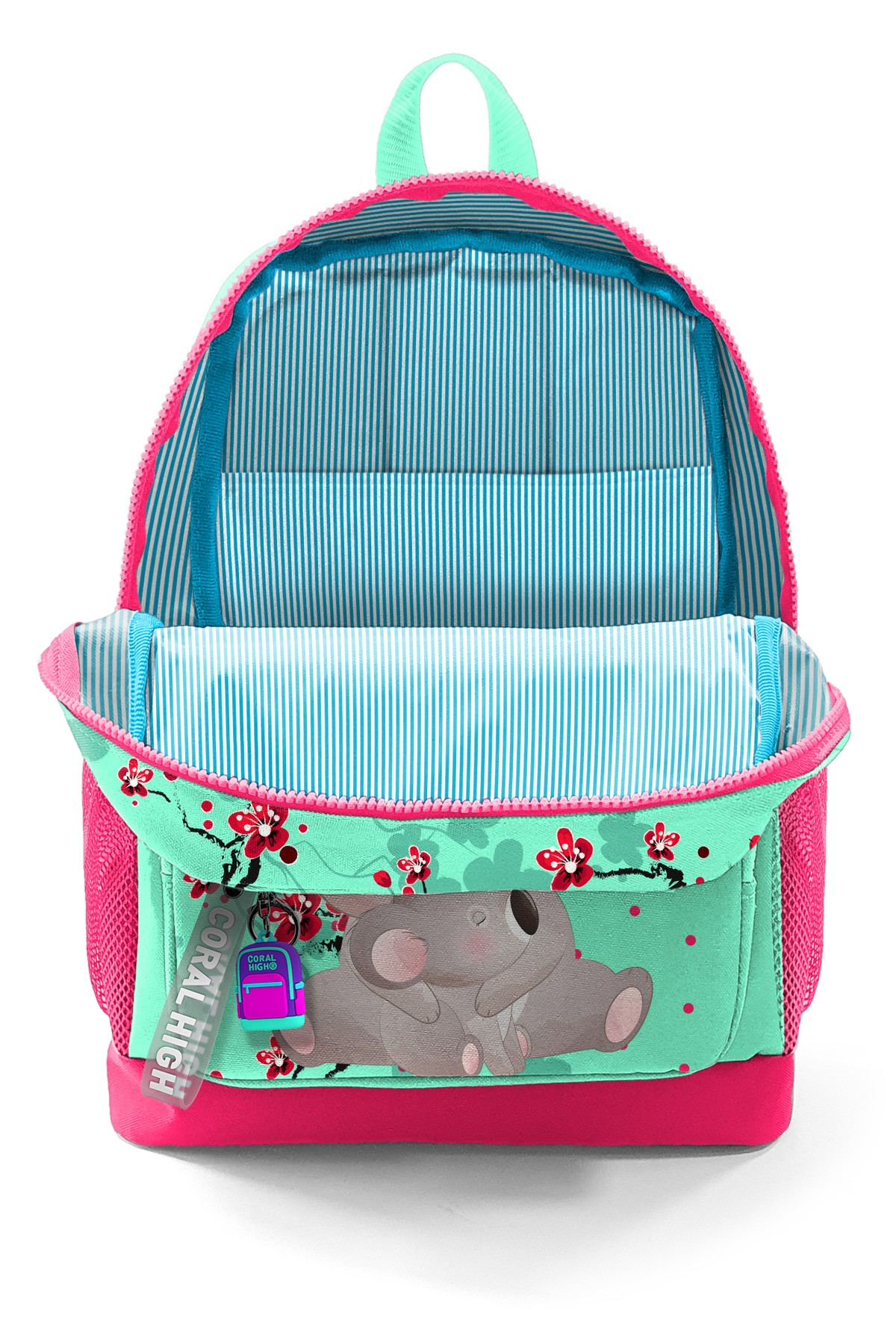 Coral High Kids Su Yeşili Neon Mercan Koala Desenli Dört Bölmeli Okul Sırt Çantası 23713