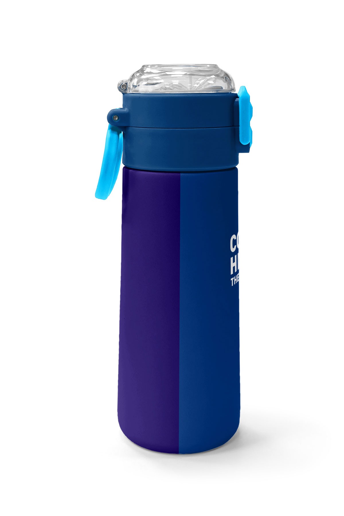 Coral High Kids Lacivert Mavi Çizgili Pipetli ve Direkt İçim Çelik Termos 500 ml 31997