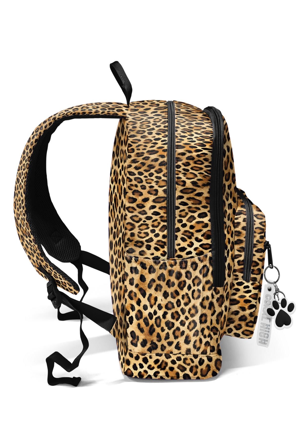 Coral High Kahverengi Leopar Desenli Okul Sırt Çantası 23681