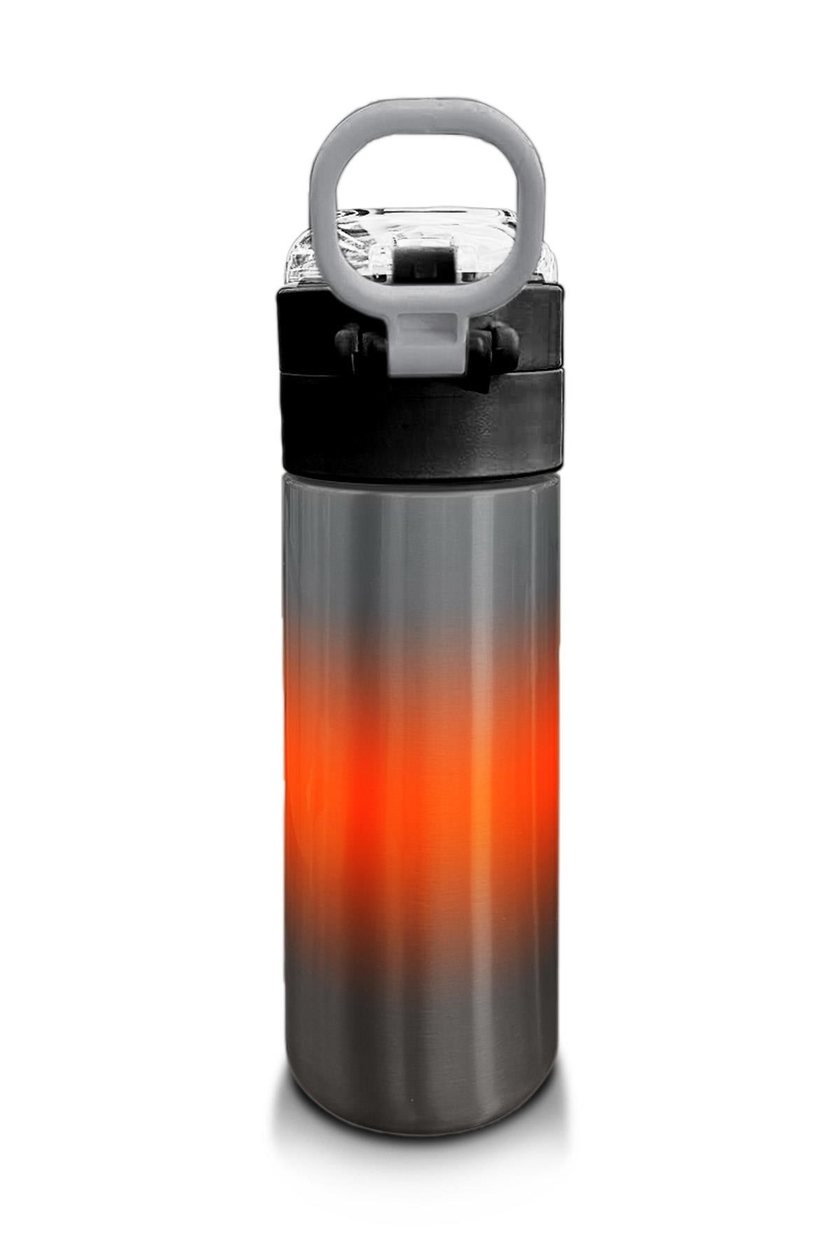 Coral High Kids Gri Turuncu Renk Geçişli Pipetli ve Direkt İçim Çelik Termos 500 ml 31949