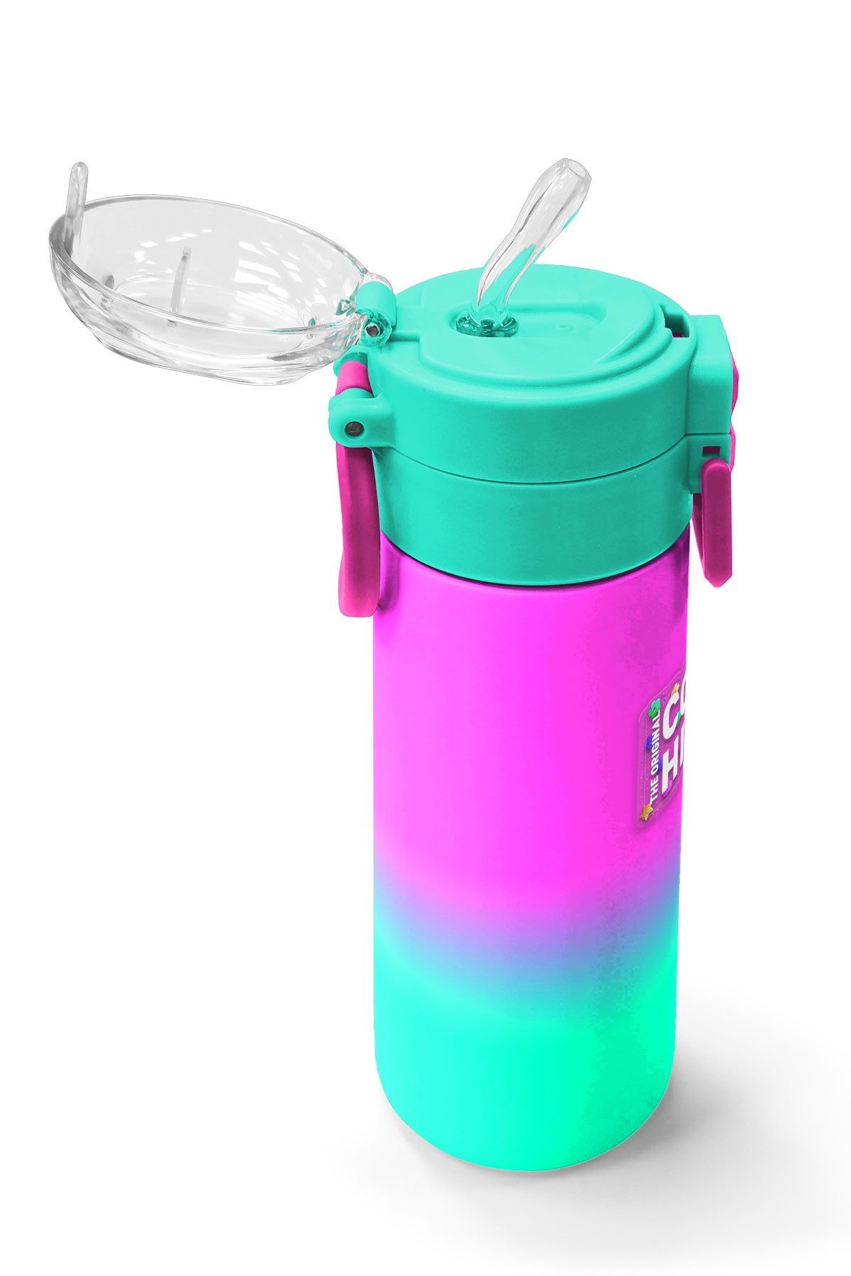 Coral High Kids Pembe Su Yeşili Renk Geçişli Pipetli ve Direkt İçim Çelik Termos 500 ml 31838