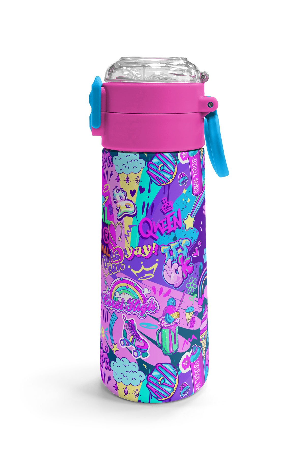 Coral High Kids Grafiti Desenli Pipetli ve Direkt İçim Çelik Termos 500 ml 31961