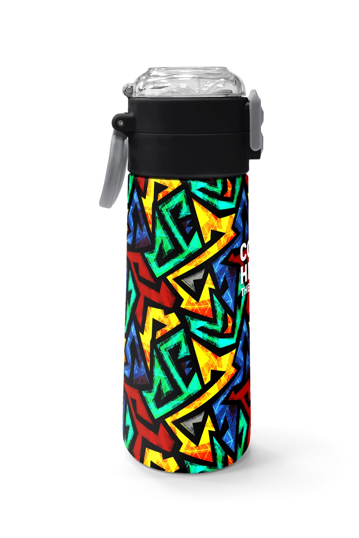 Coral High Kids Siyah Grafiti Desenli Pipetli ve Direkt İçim Çelik Termos 500 ml 31847