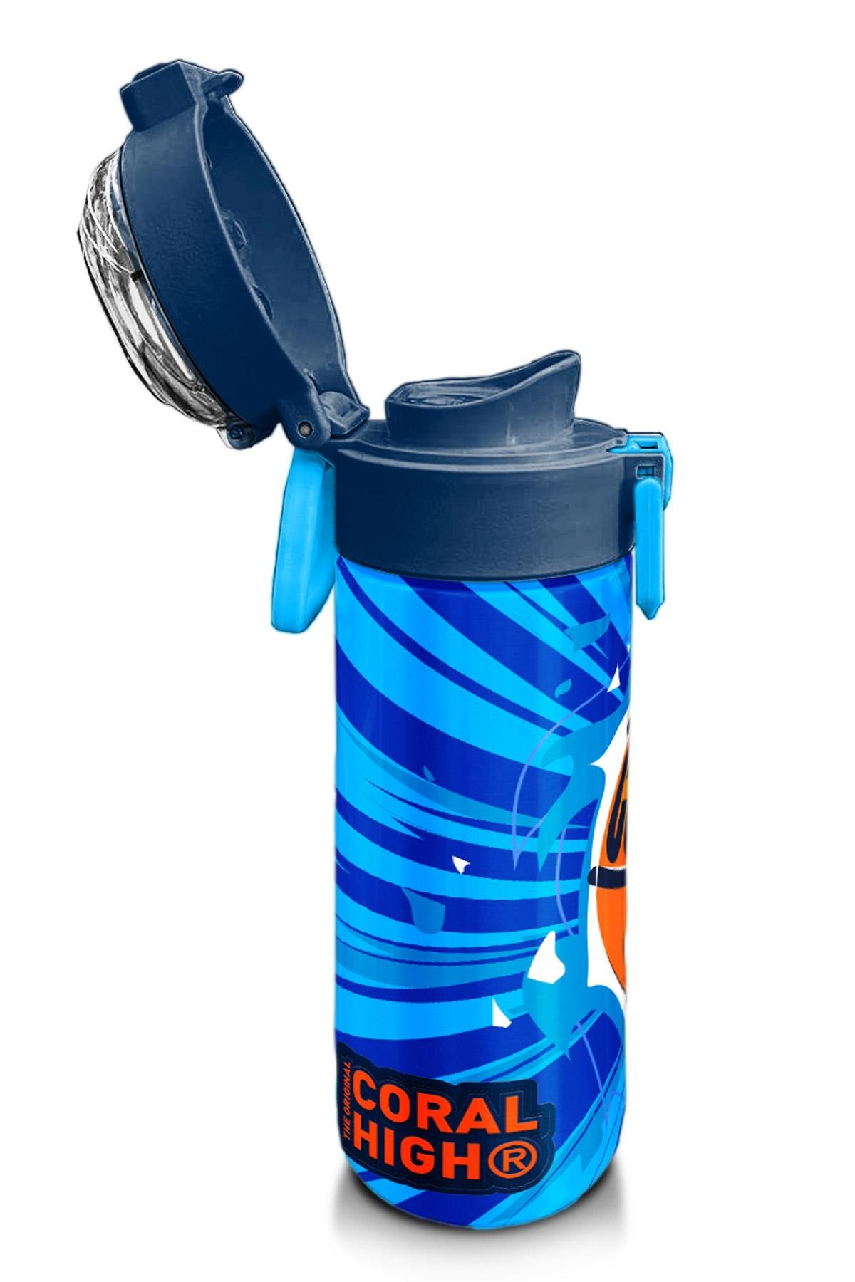 Coral High Kids Lacivert Mavi Basketbol Desenli Pipetli ve Direkt İçim Çelik Termos 500 ml 31833