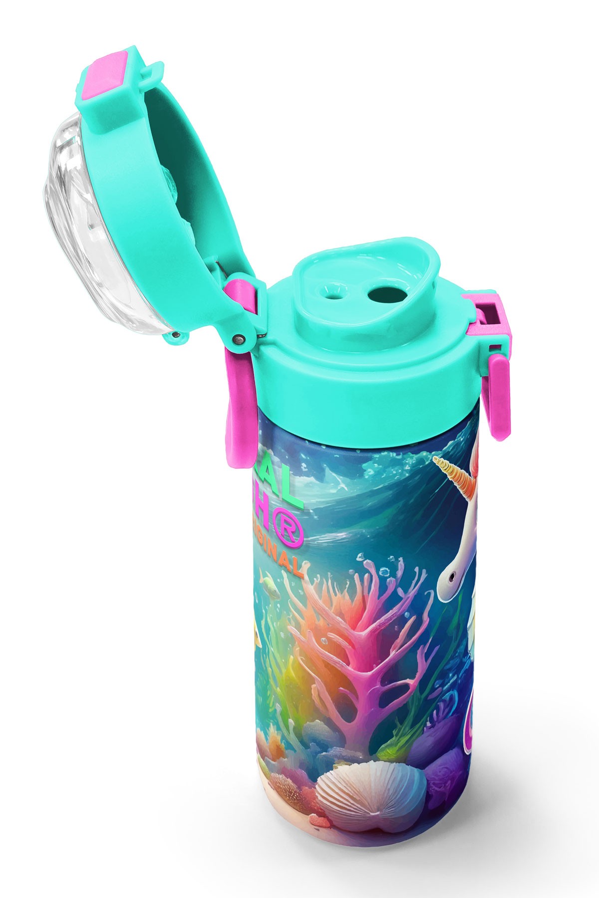 Coral High Kids Denizatı Desenli Pipetli ve Direkt İçim Çelik Termos 500 ml 31988