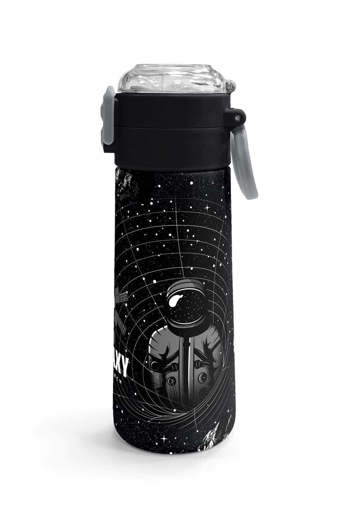 Coral High Kids Siyah Galaxy Desenli Pipetli ve Direkt İçim Çelik Termos 500 ml 31857