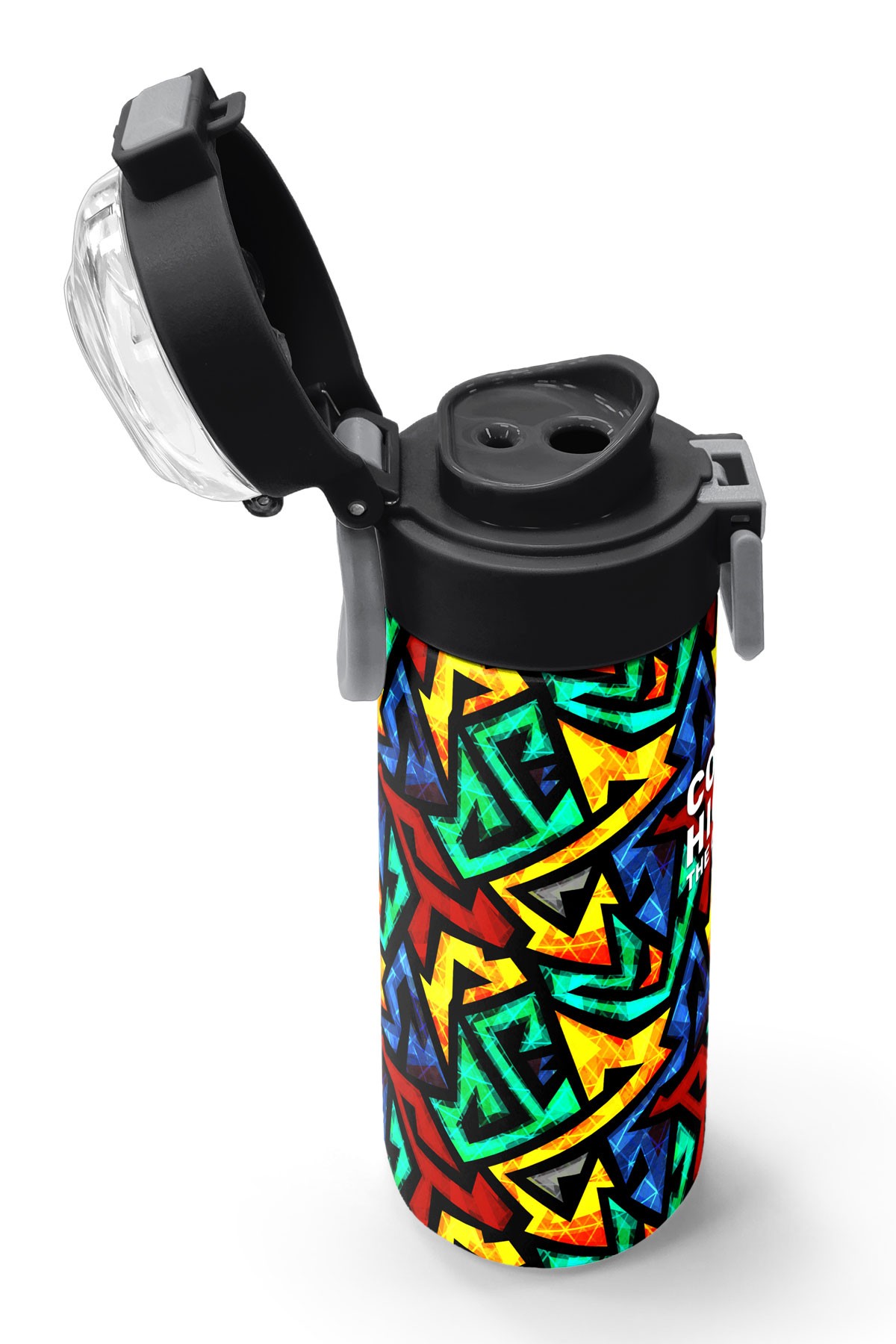 Coral High Kids Siyah Grafiti Desenli Pipetli ve Direkt İçim Çelik Termos 500 ml 31847