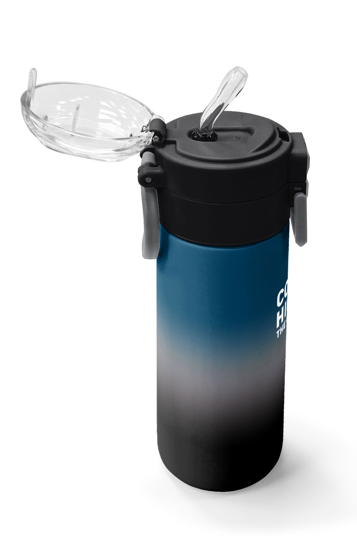 Coral High Kids Nefti Gri Renk Geçişli Pipetli ve Direkt İçim Çelik Termos 500 ml 31855