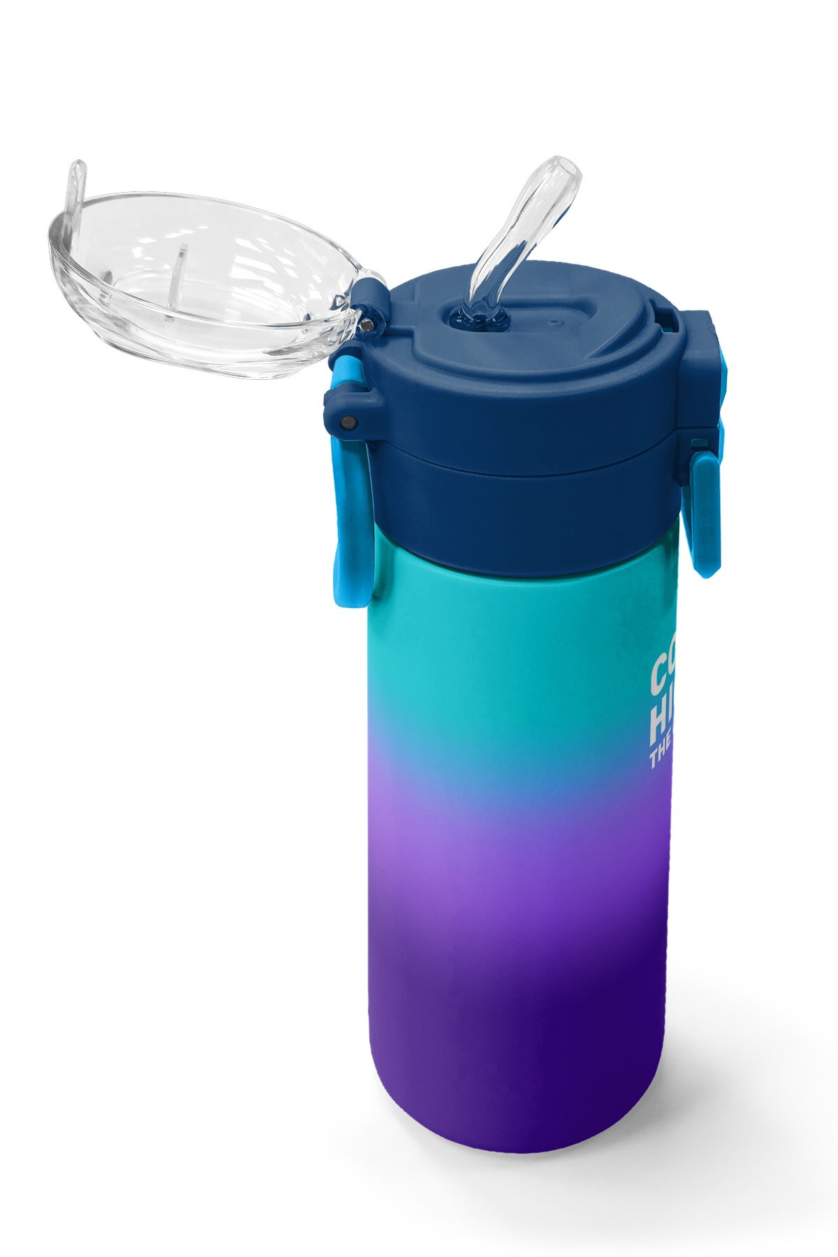 Coral High Kids Mor Renk Geçişli Desenli Pipetli ve Direkt İçim Çelik Termos 500 ml 31964