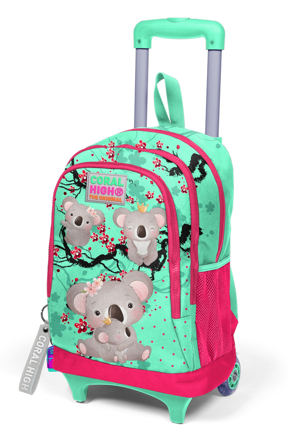 Coral High Kids Su Yeşilİ Neon Mercan Koala Desenli Üç Bölmeli Çekçekli Okul Sırt Çantası 23913