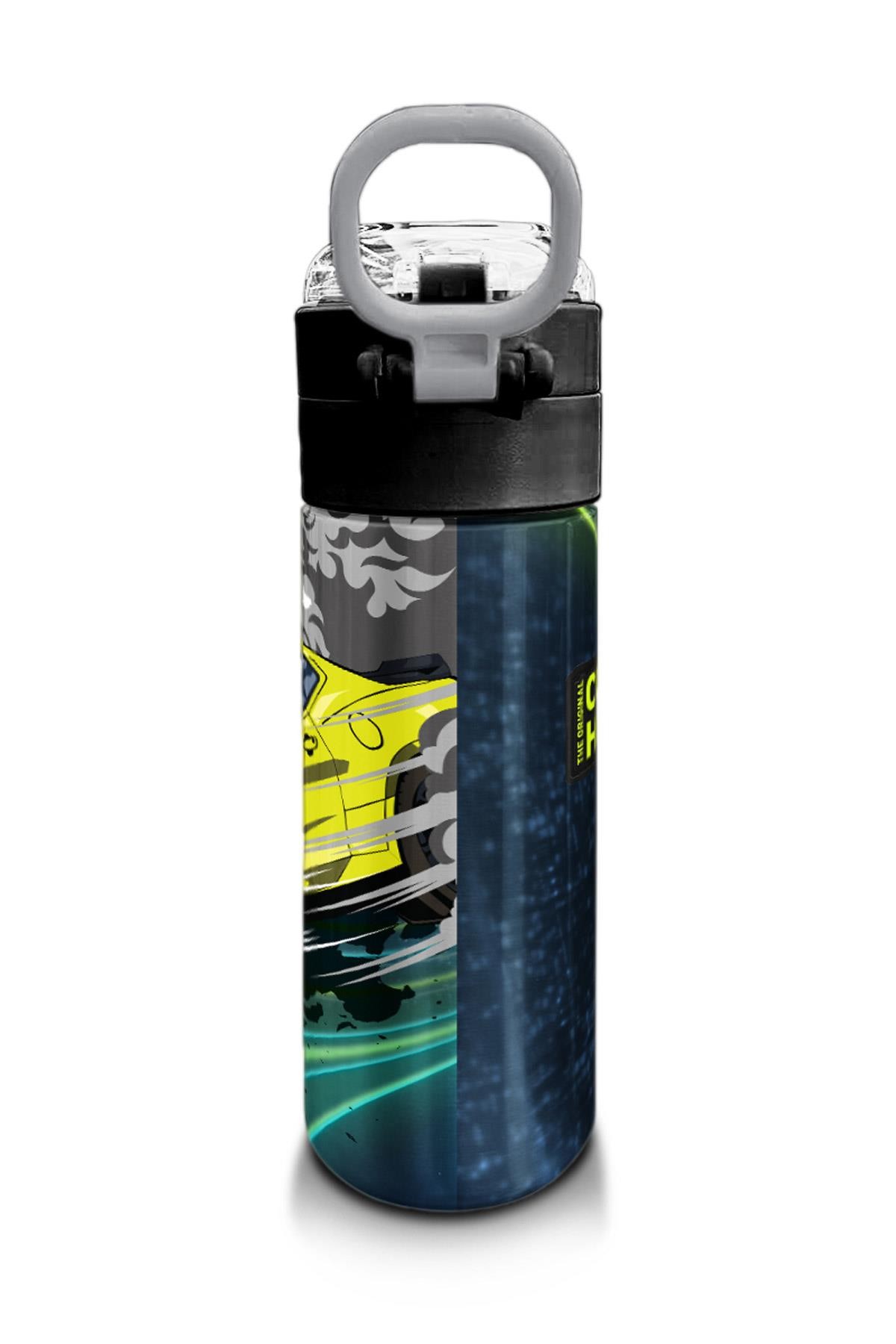 Coral High Kids Nefti Fosforlu Sarı Araba Desenli Pipetli ve Direkt İçim Çelik Termos 500 ml 31834