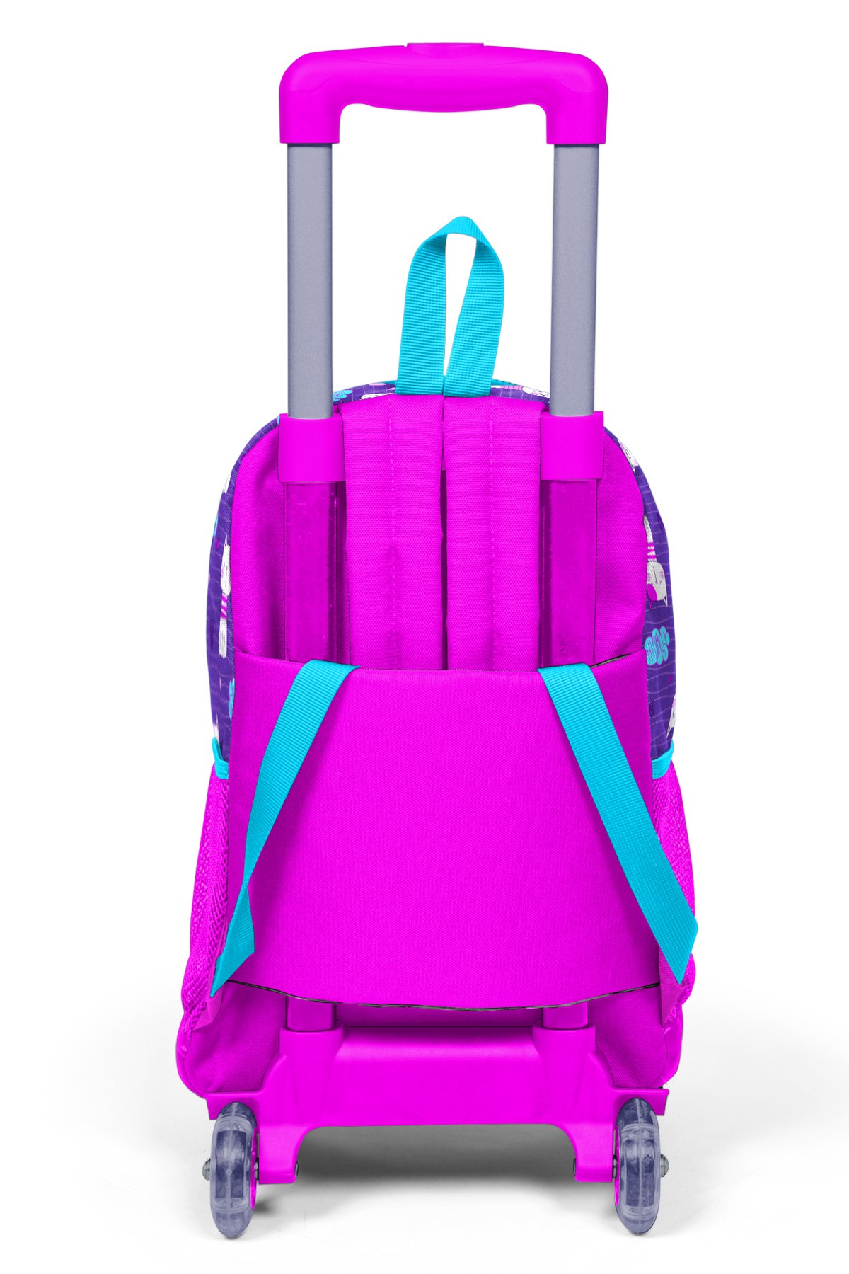 Coral High Kids Mor Pembe Kedi Desenli Üç Bölmeli Çekçekli Okul Sırt Çantası 23360