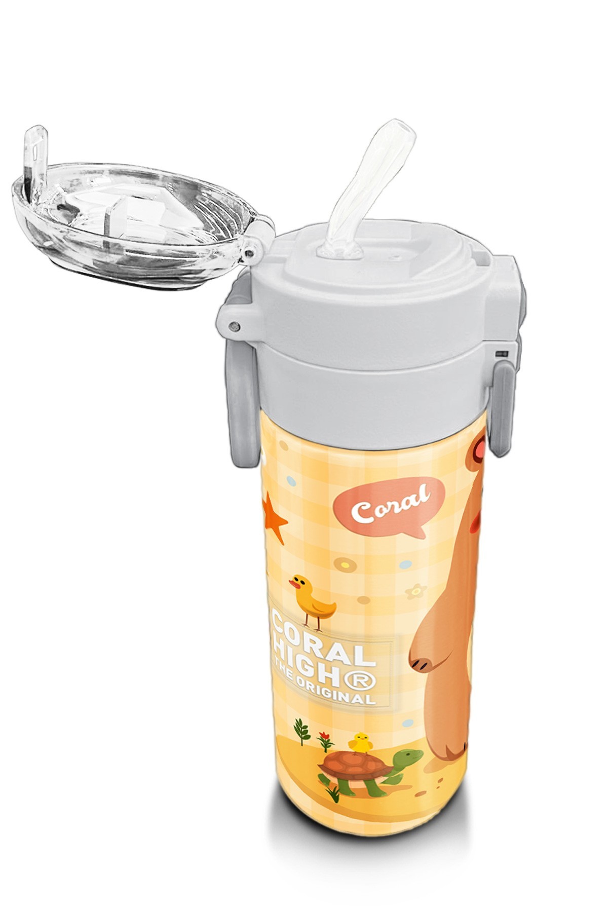 Coral High Kids Capybara Desenli Pipetli ve Direkt İçim Çelik Termos 500 ml 31793