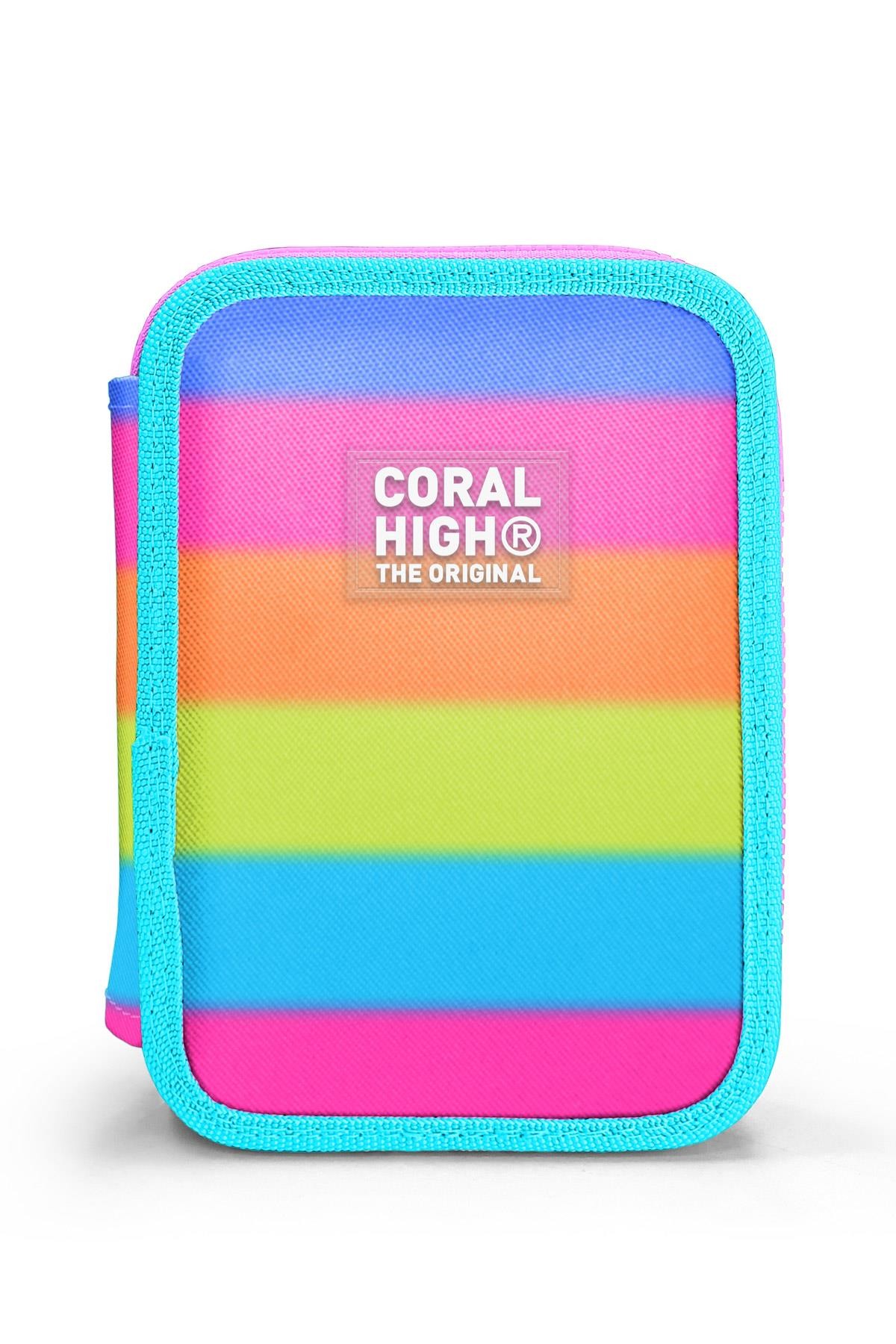 Coral High Kids Renkli Çizgili Çift Katlı Kalem Çanta 11140