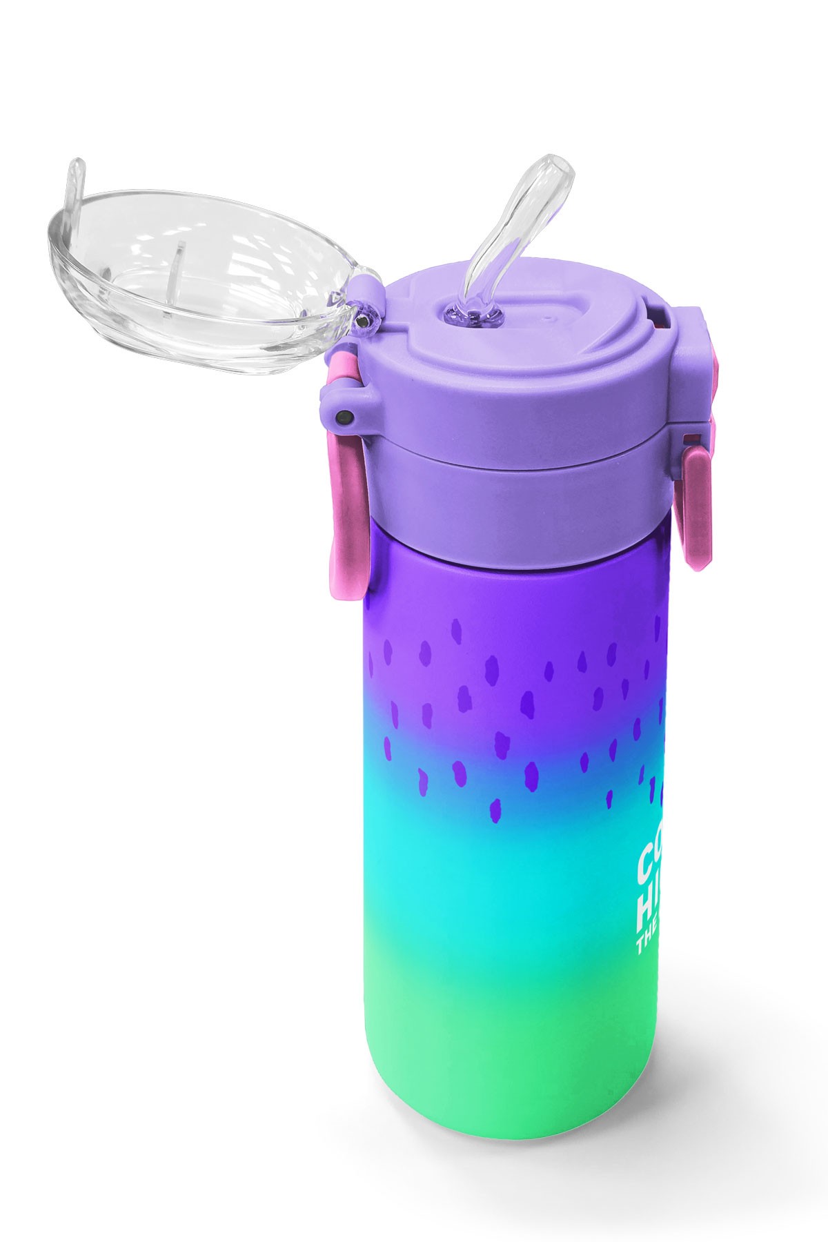 Coral High Kids Mor Lila Renk Geçişli Pipetli ve Direkt İçim Çelik Termos 500 ml 31850