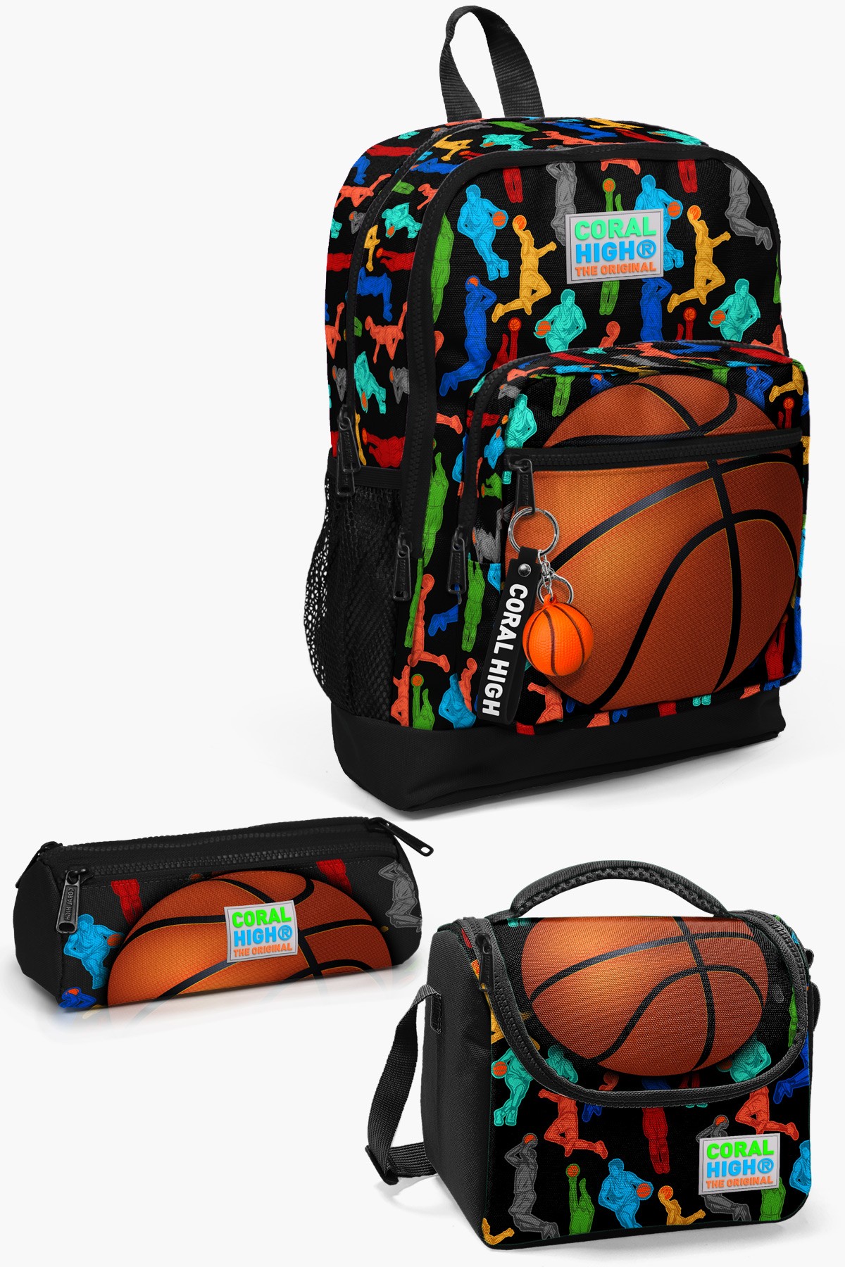 Coral High Kids Siyah Basketbol Desenli 3’lü Okul Çanta Seti SET0123471