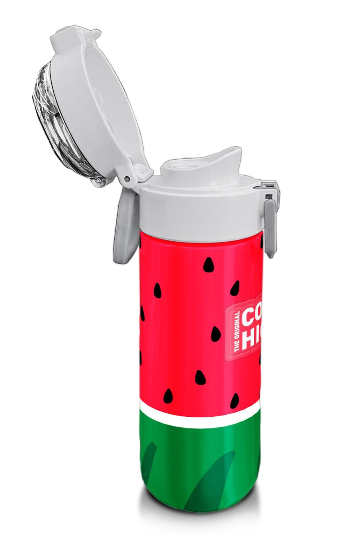 Coral High Kids Kırmızı Yeşil Karpuz Desenli Pipetli ve Direkt İçim Çelik Termos 500 ml 31866