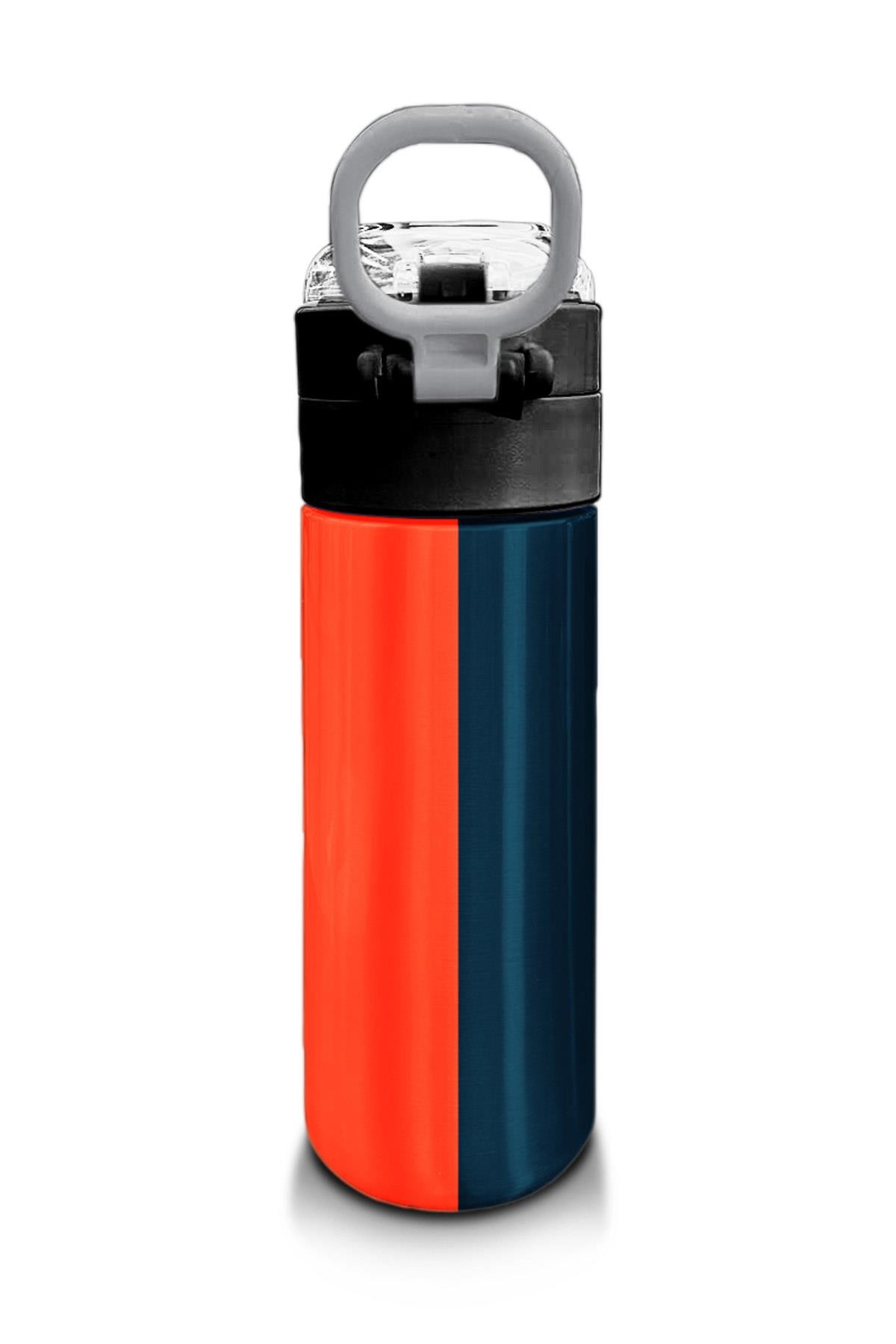 Coral High Kids Lacivert Turuncu Çizgili Pipetli ve Direkt İçim Çelik Termos 500 ml 31998