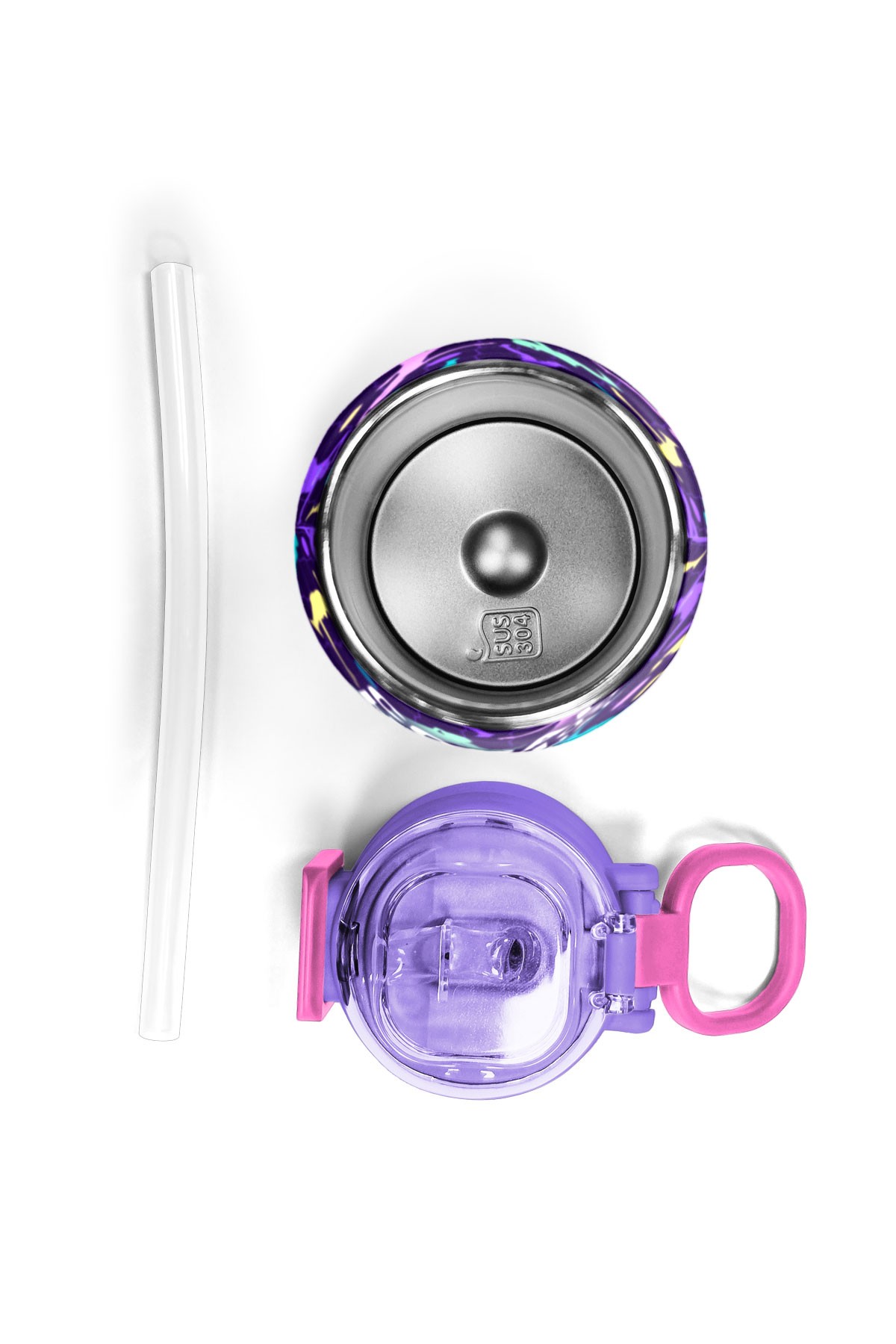 Coral High Kids Mor Voleybol Desenli Pipetli ve Direkt İçim Çelik Termos 500 ml 31849