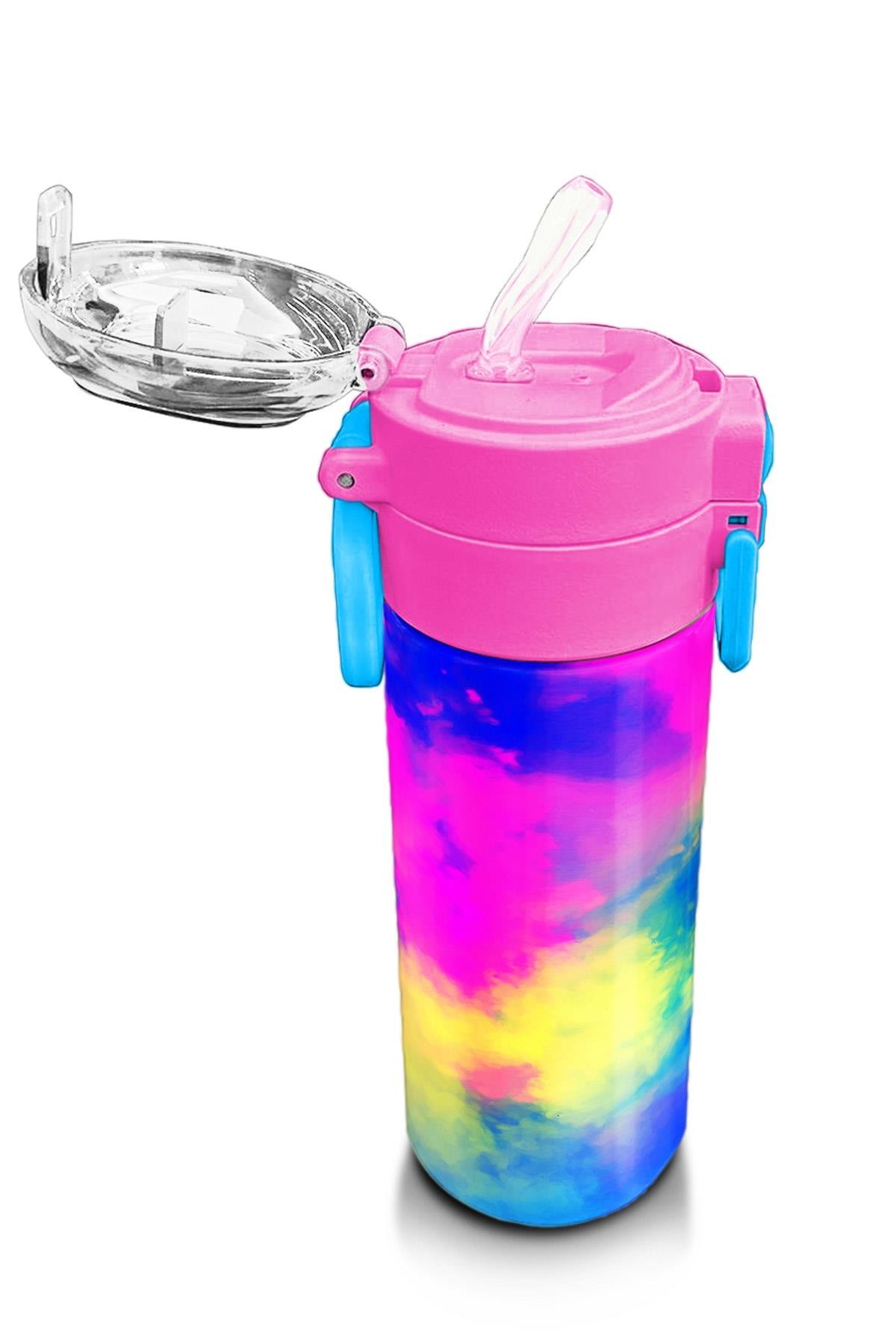 Coral High Kids Renkli Batik Desenli Pipetli ve Direkt İçim Çelik Termos 500 ml 31958