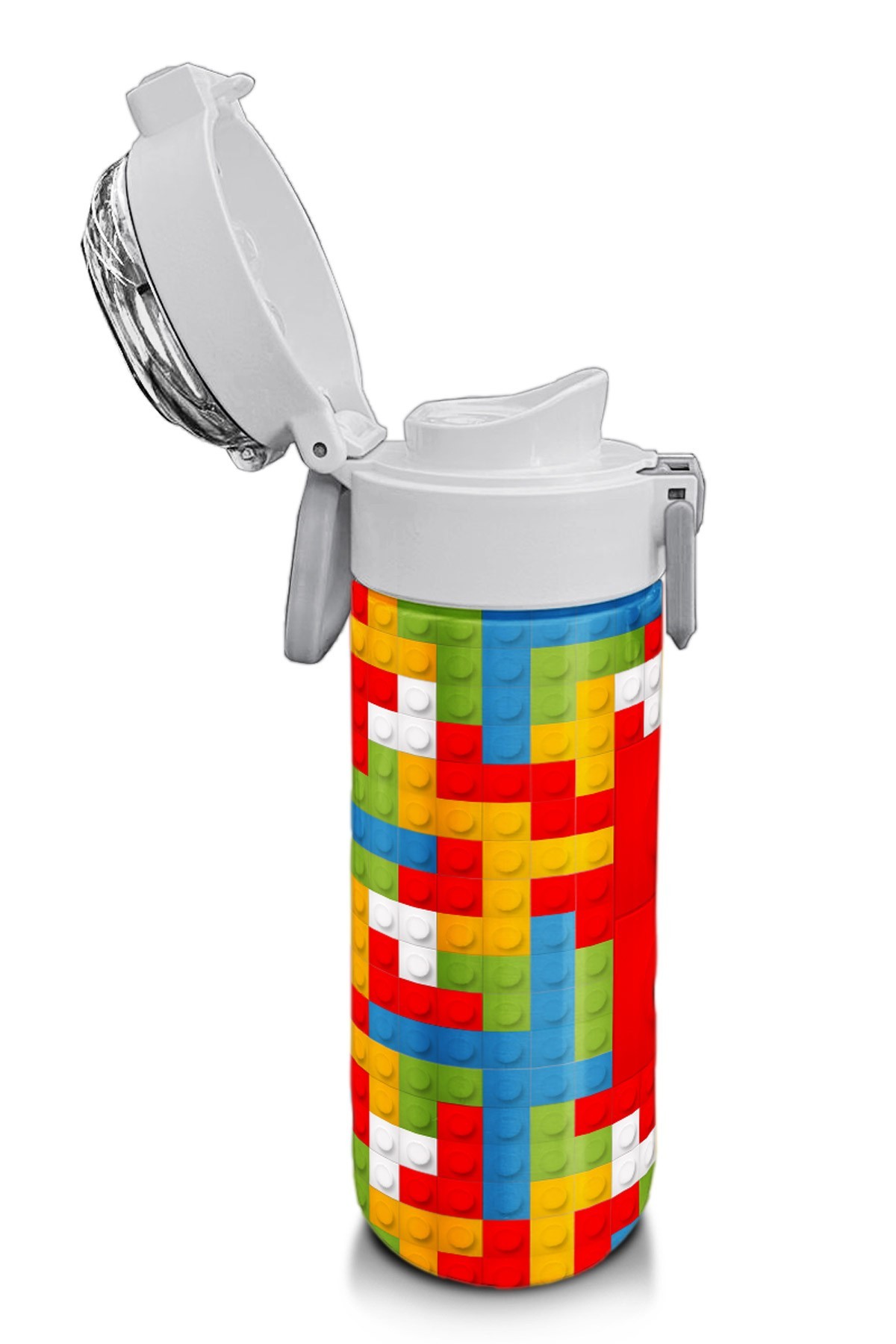 Coral High Kids Blok Desenli Pipetli ve Direkt İçim Çelik Termos 500 ml 31991