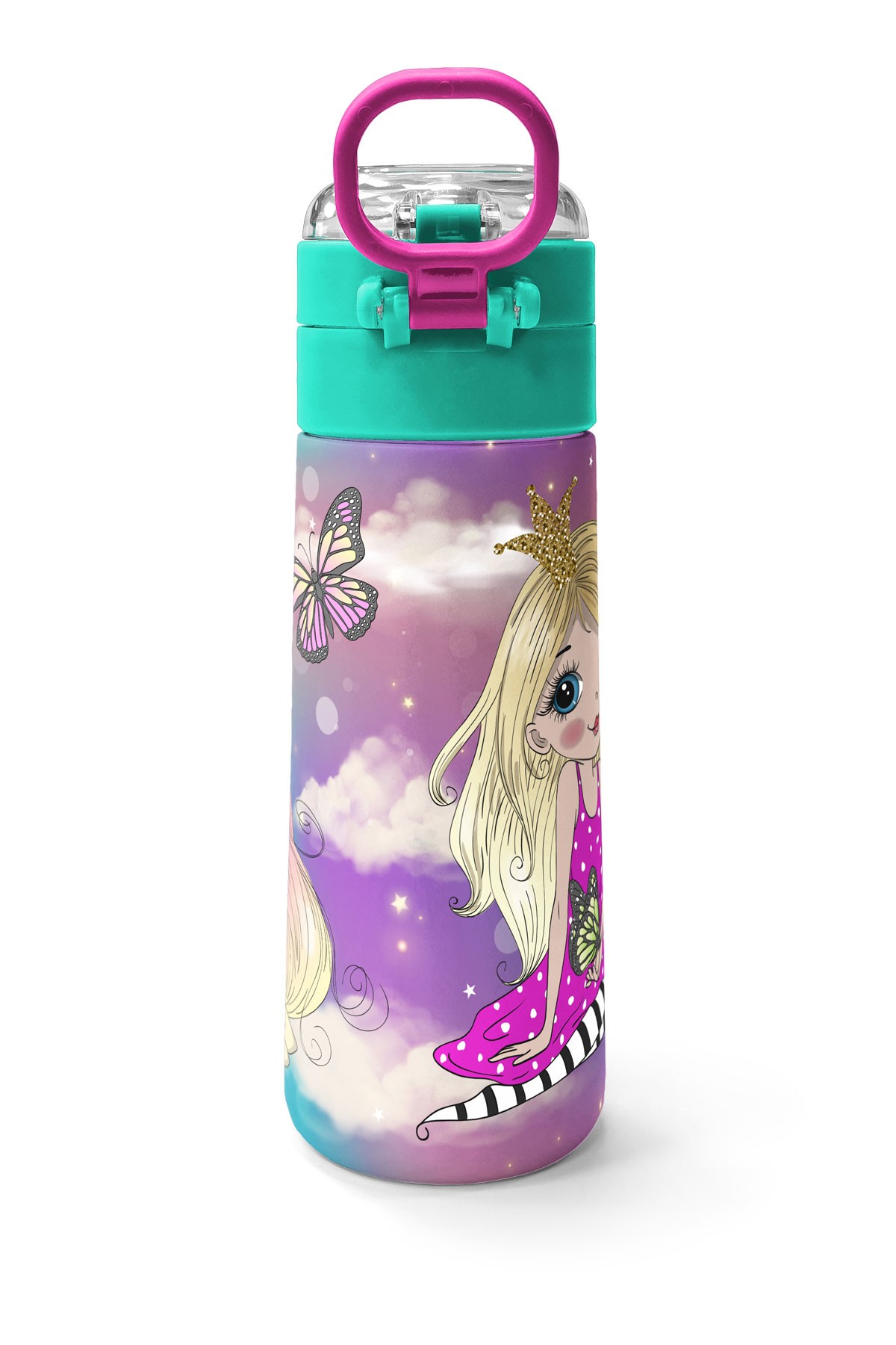 Coral High Kids Pembe Su Yeşili Unicornlu Desenli Pipetli ve Direkt İçim Çelik Termos 500 ml 31940