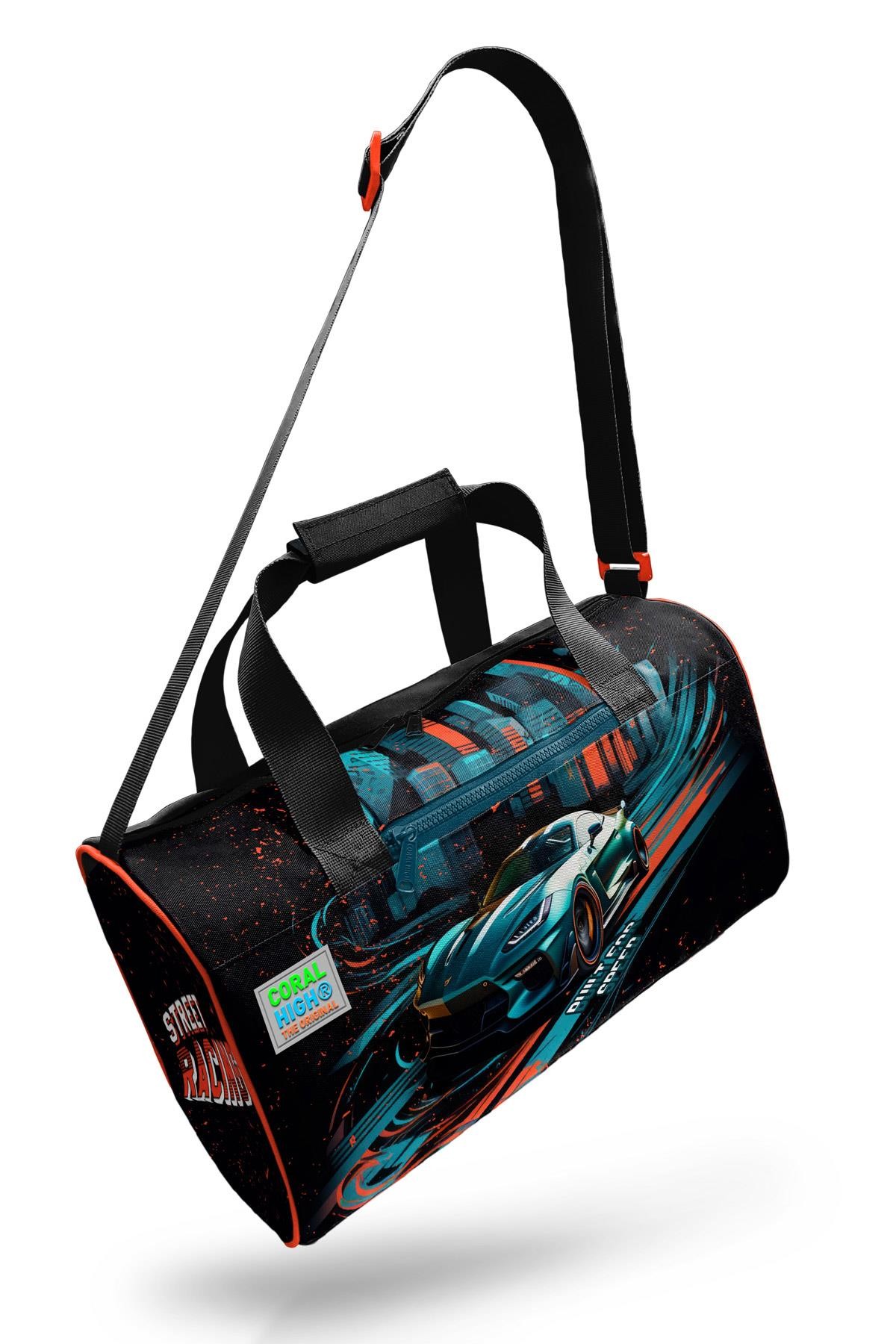 Coral High Siyah Nefti Yarış Arabası Desenli Spor Çantası 27516