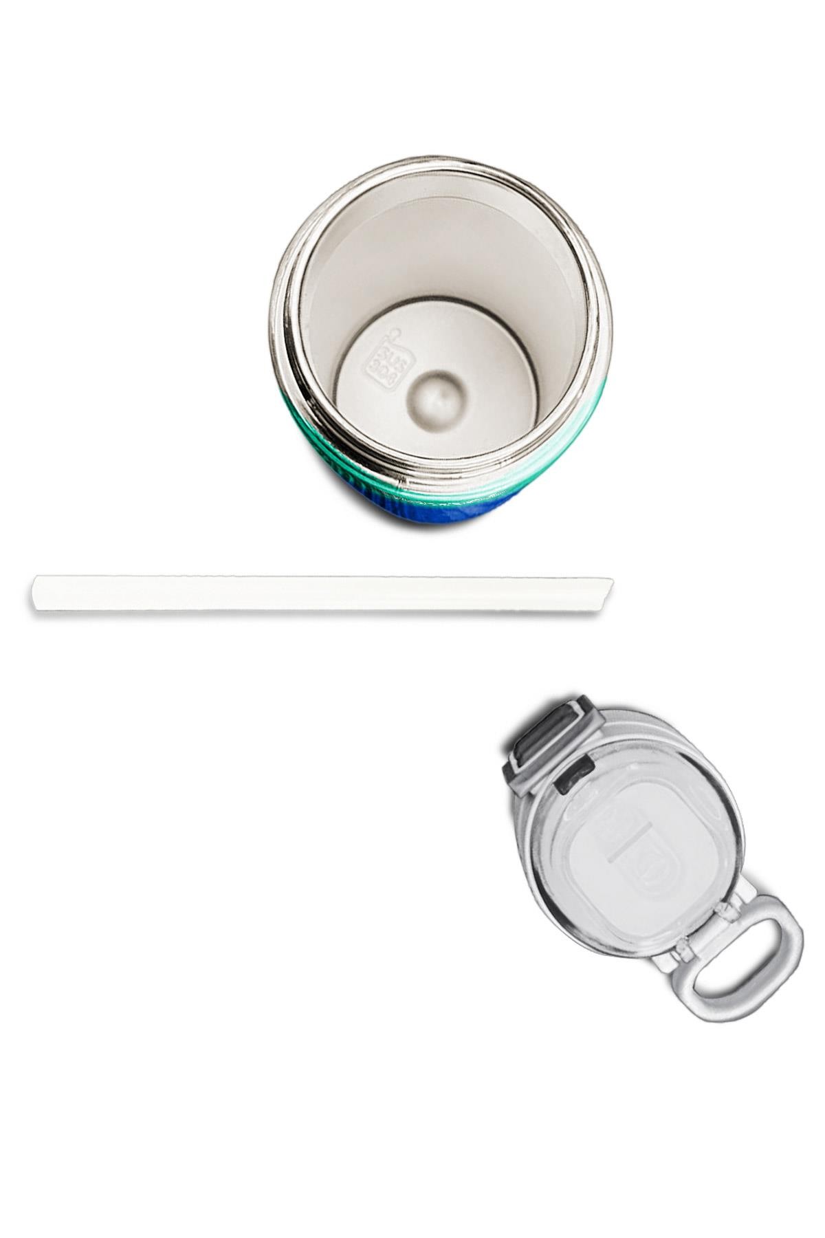 Coral High Kids Yeşil Saks Renk Geçişli Pipetli ve Direkt İçim Çelik Termos 500 ml 31839