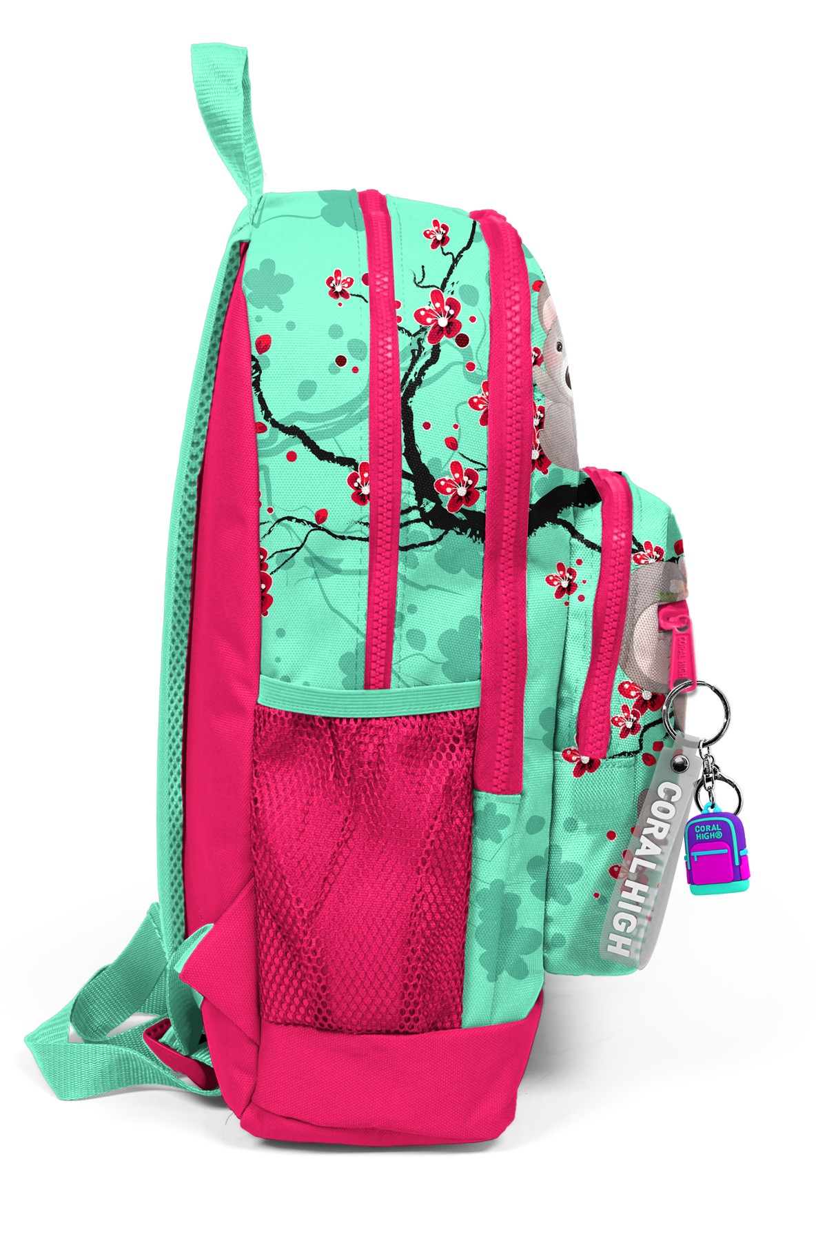 Coral High Kids Su Yeşili Neon Mercan Koala Desenli Dört Bölmeli Okul Sırt Çantası 23713