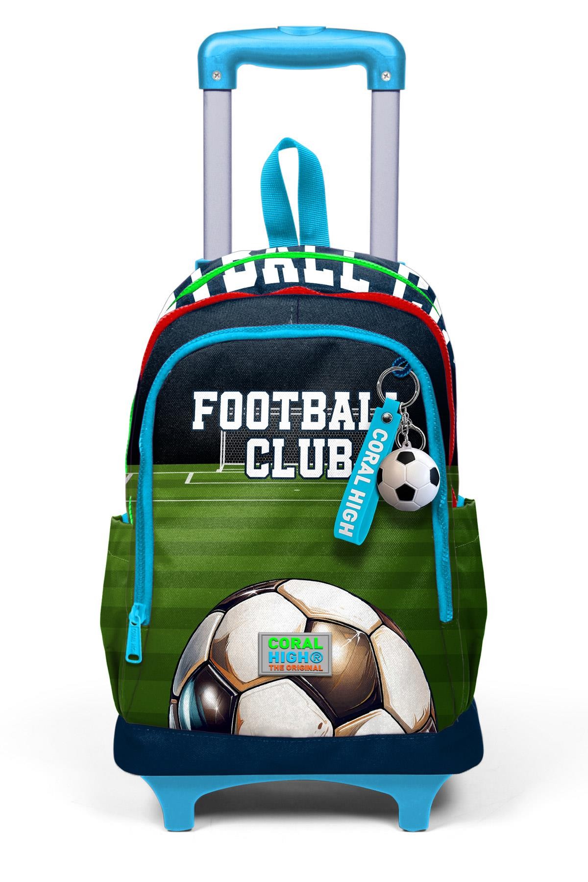 Coral High Kids Lacivert Futbol Desenli Üç Bölmeli Çekçekli Okul Sırt Çantası 23979