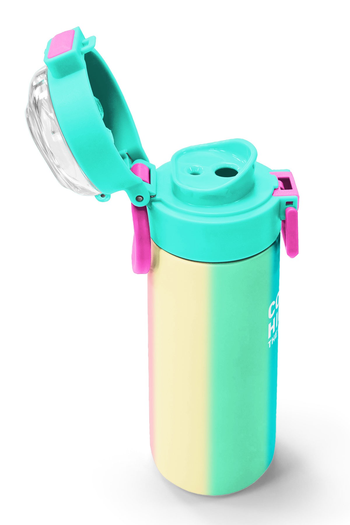 Coral High Kids Renkli Çizgili Pipetli ve Direkt İçim Çelik Termos 500 ml 31844