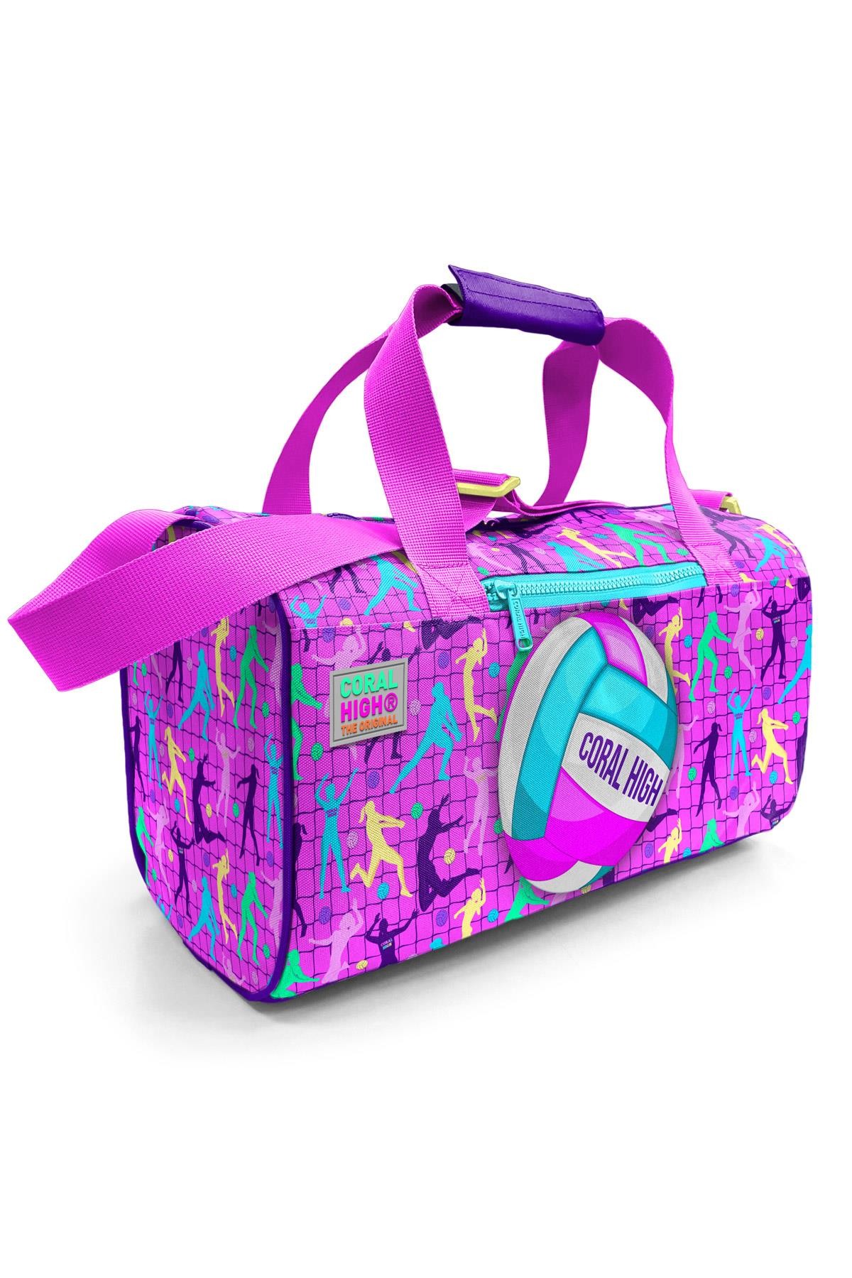 Coral High Pembe Mor Voleybol Desenli Spor Çantası 27520