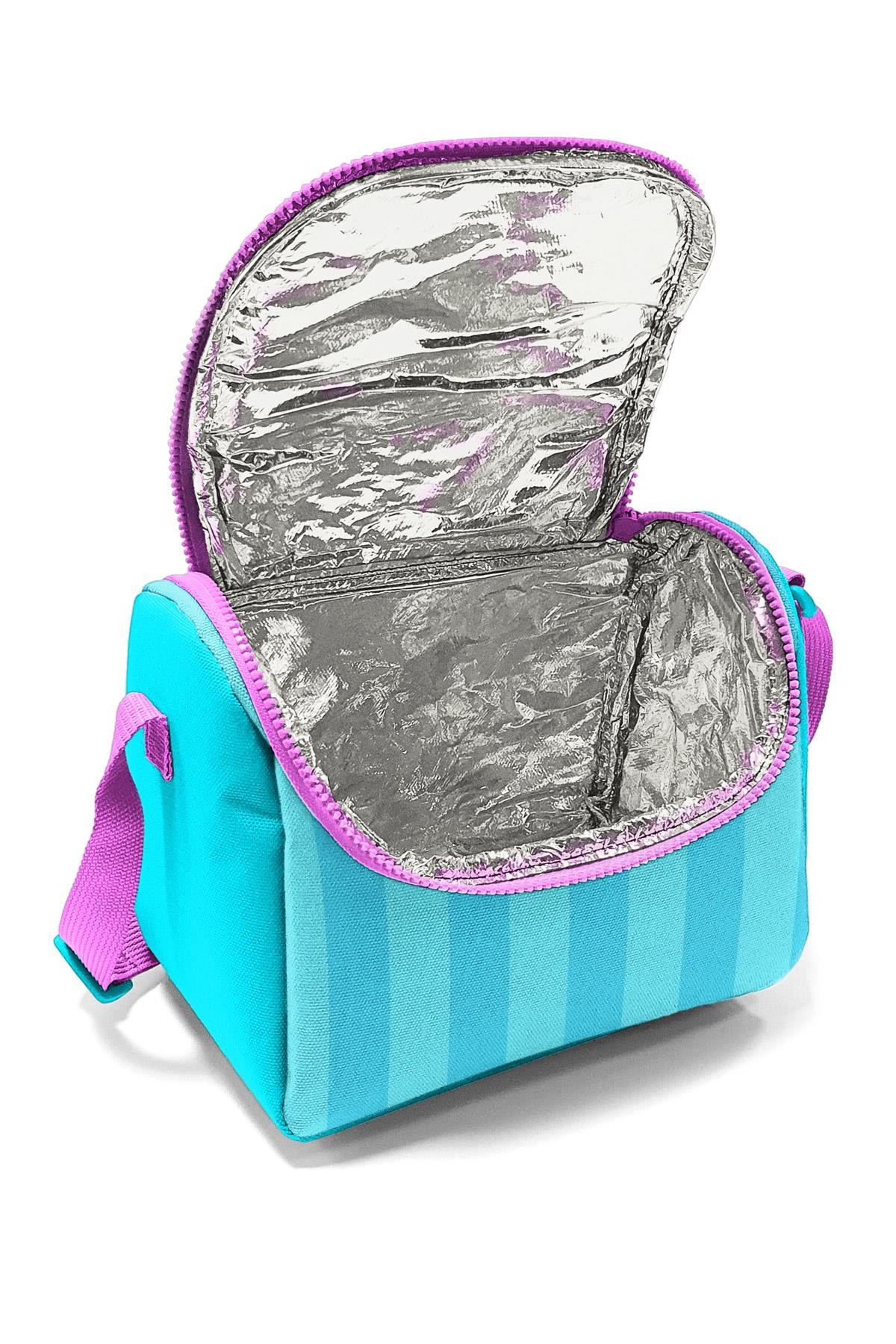 Coral High Kids Turkuaz Pembe Çizgili Thermo Beslenme Çantas 11787
