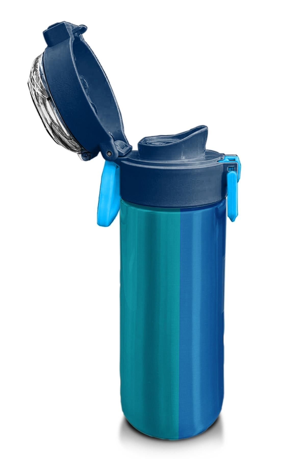 Coral High Kids Renkli Çizgili Desenli Pipetli ve Direkt İçim Çelik Termos 500 ml 31879