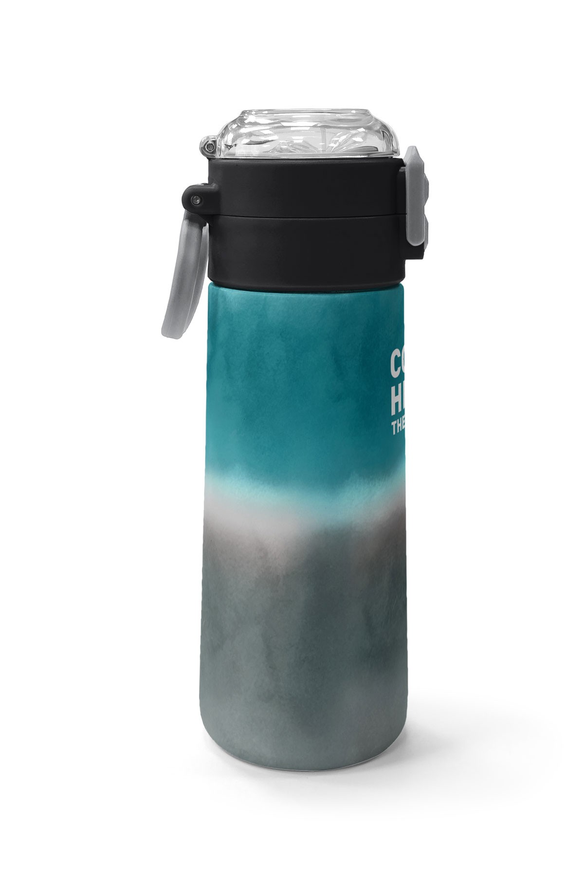 Coral High Kids Nefti Gri Renk Geçişli Desenli Pipetli ve Direkt İçim Çelik Termos 500 ml 31969