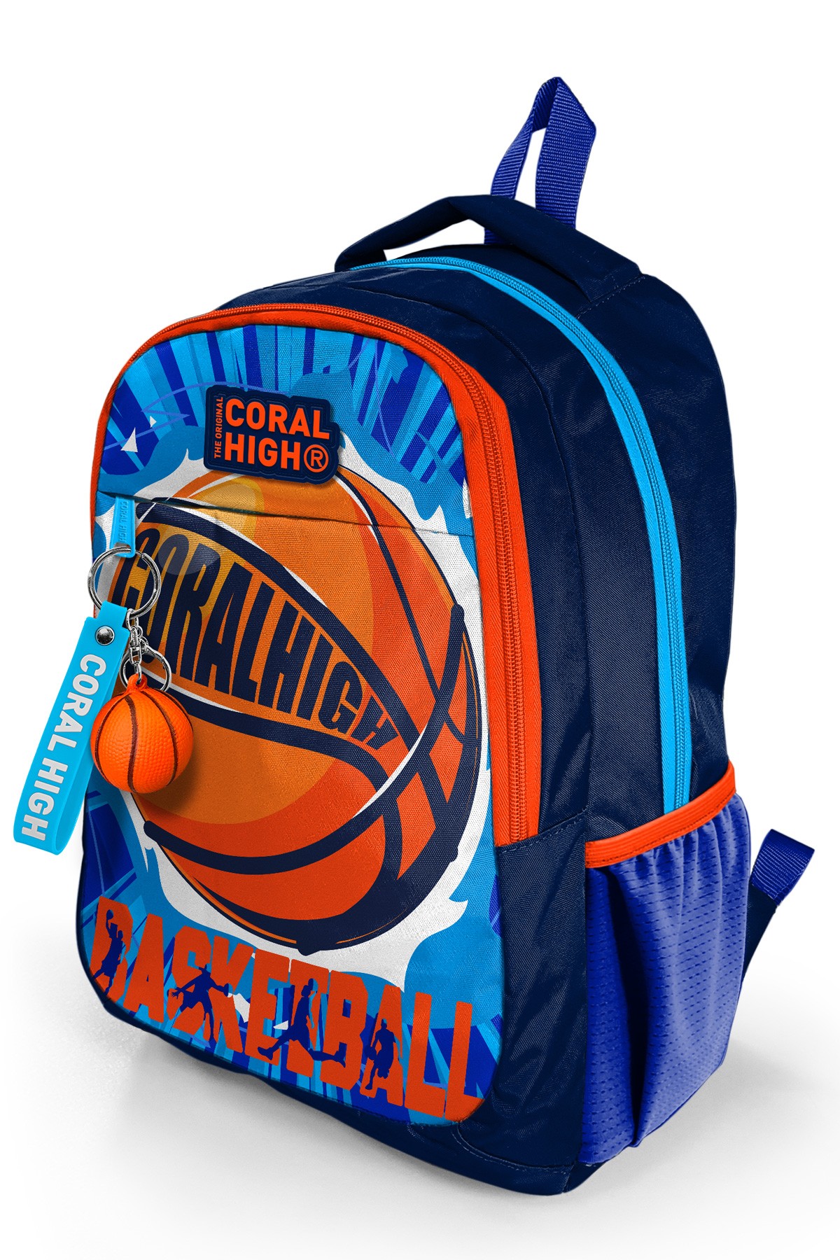 Coral High Kids Lacivert Mavi Basketbol Desenli Üç Bölmeli Okul Sırt Çantası 14405