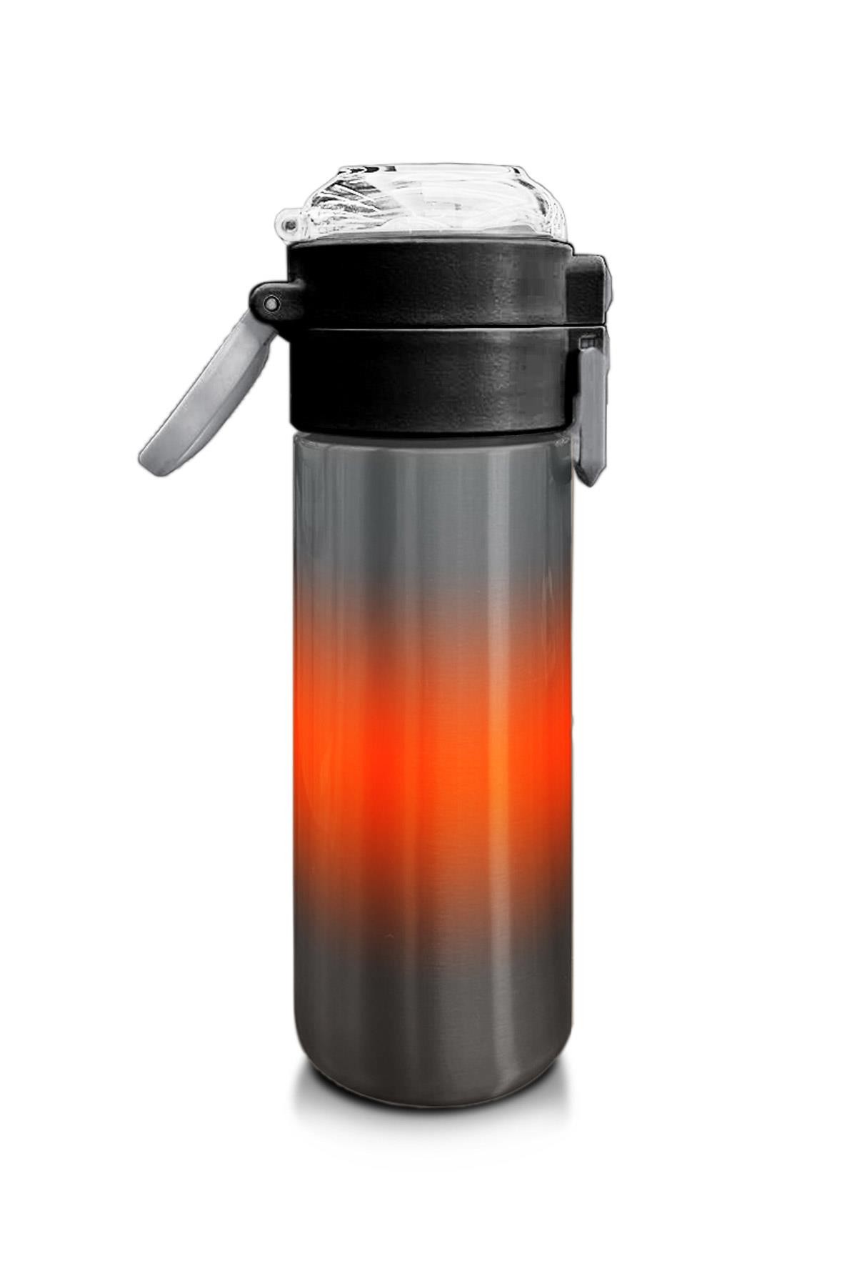 Coral High Kids Gri Turuncu Renk Geçişli Pipetli ve Direkt İçim Çelik Termos 500 ml 31949