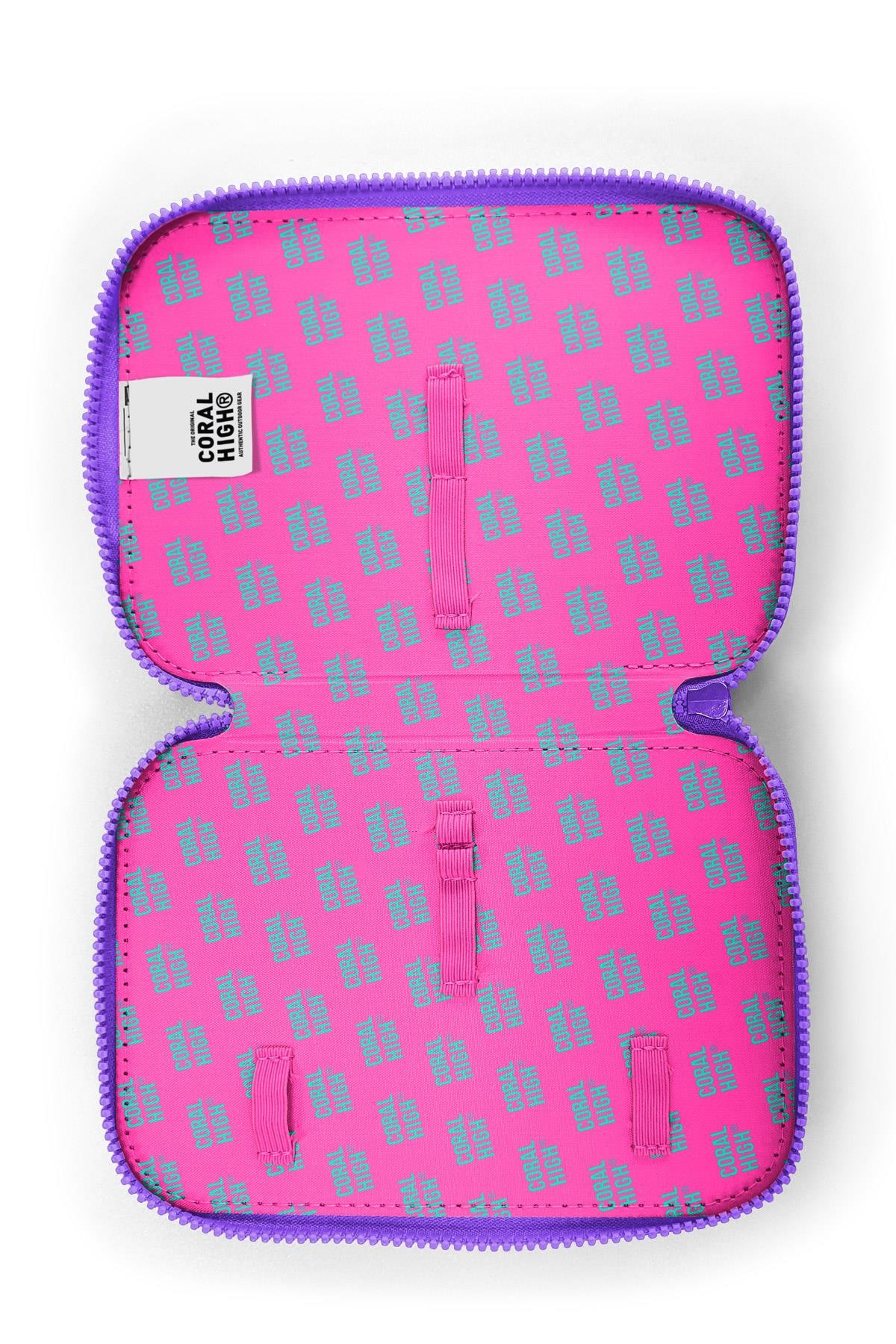 Coral High Kids Pembe Pastel Renkli Çift Katlı Kalem Çanta 11136